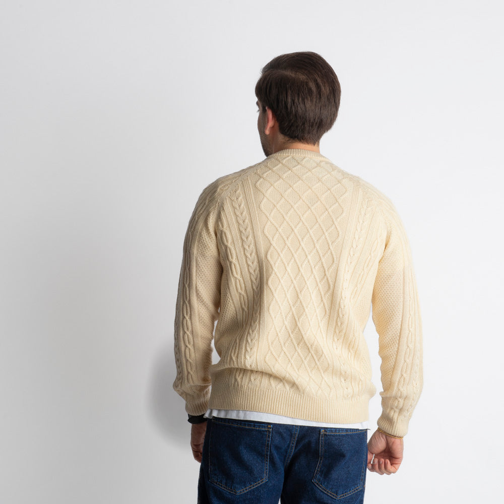 Maglione In Lana Con Treccia Begie