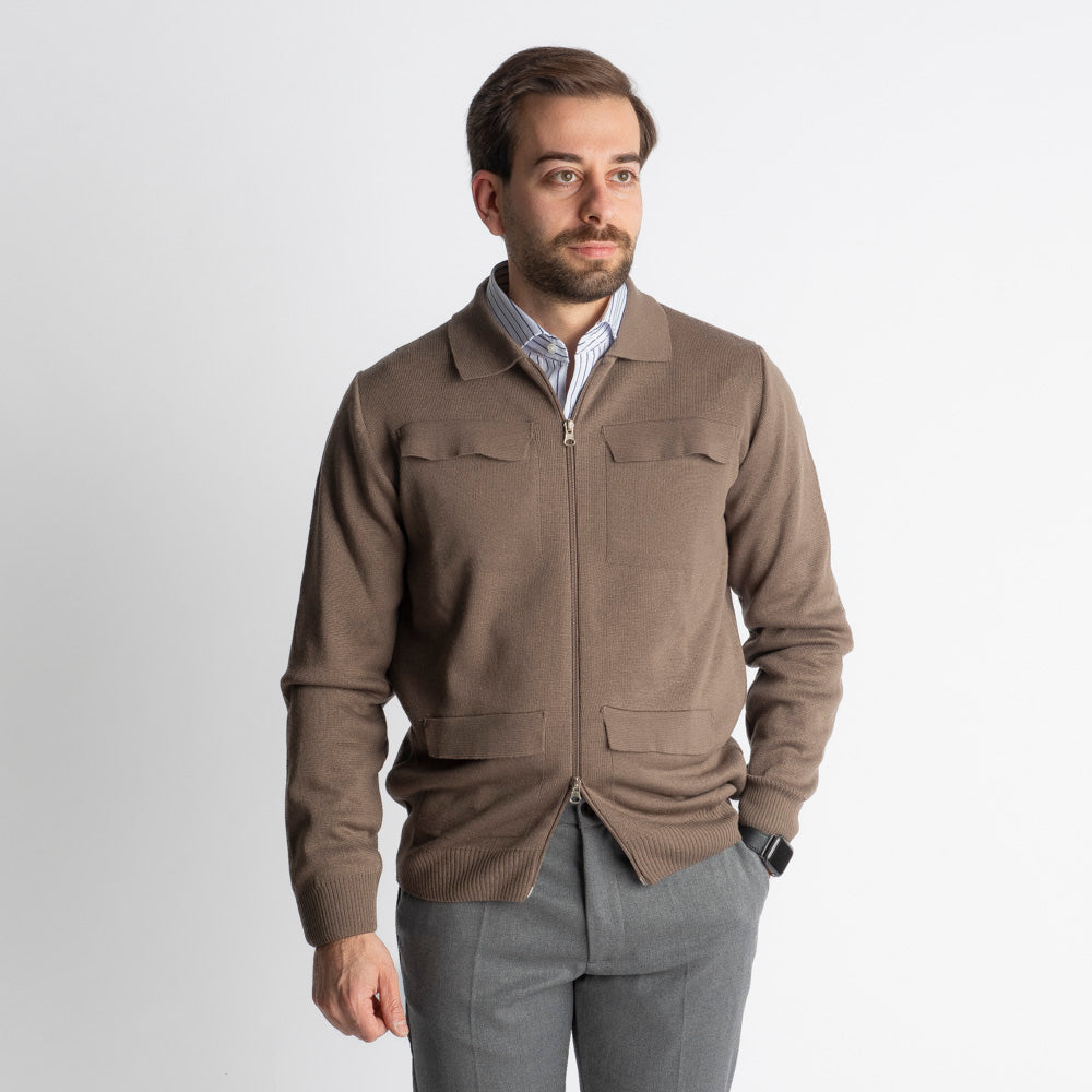 Giacca In Maglia Doppio Cursore Fango