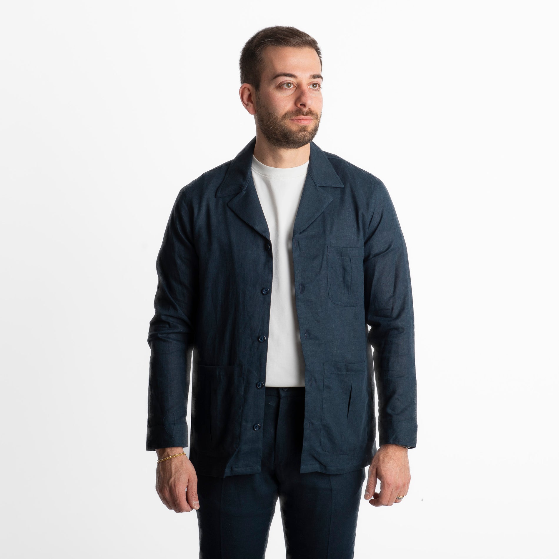 Giacca Sahariana in Lino TO1056 Blu