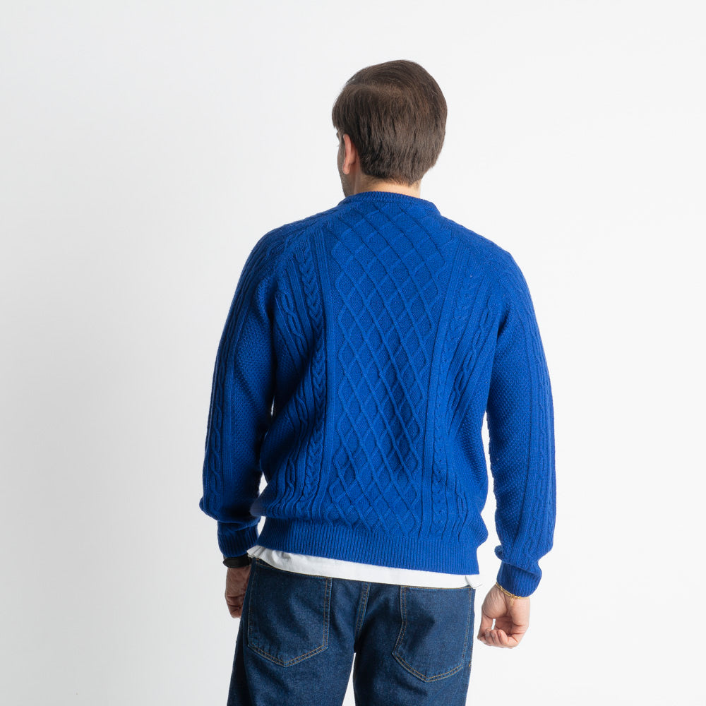 Maglione In Lana Con Treccia Blu Royal