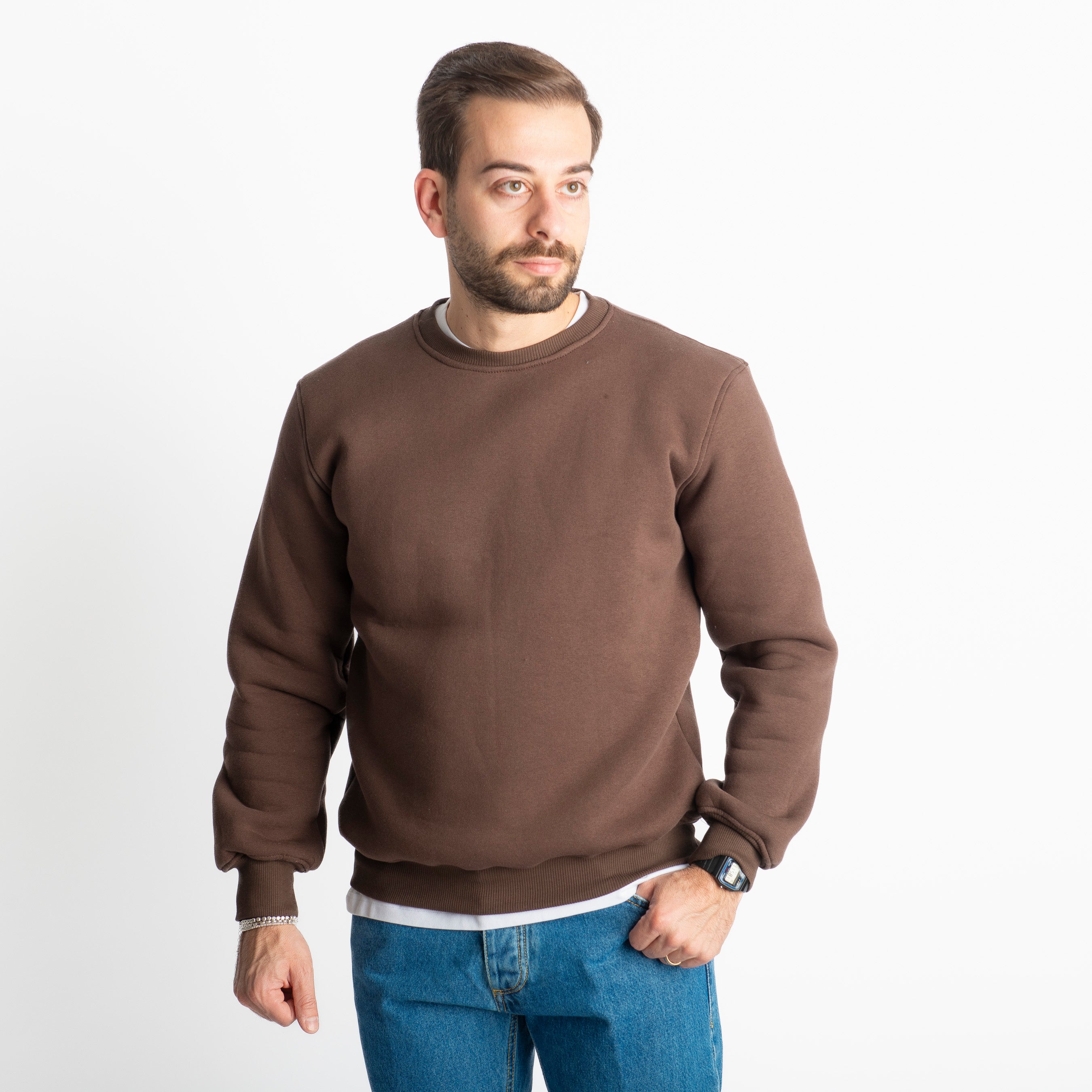 Felpa Uomo Girocollo 0310 Marrone