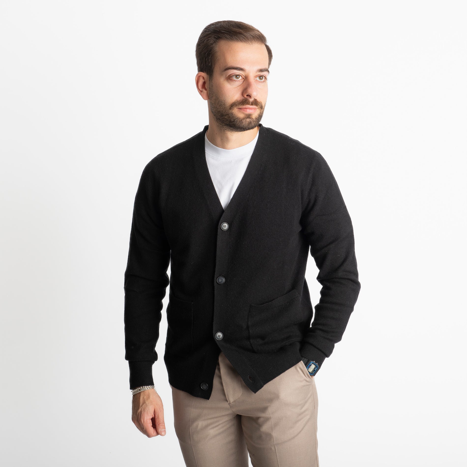 Cardigan In Cashmere CA33 Nero