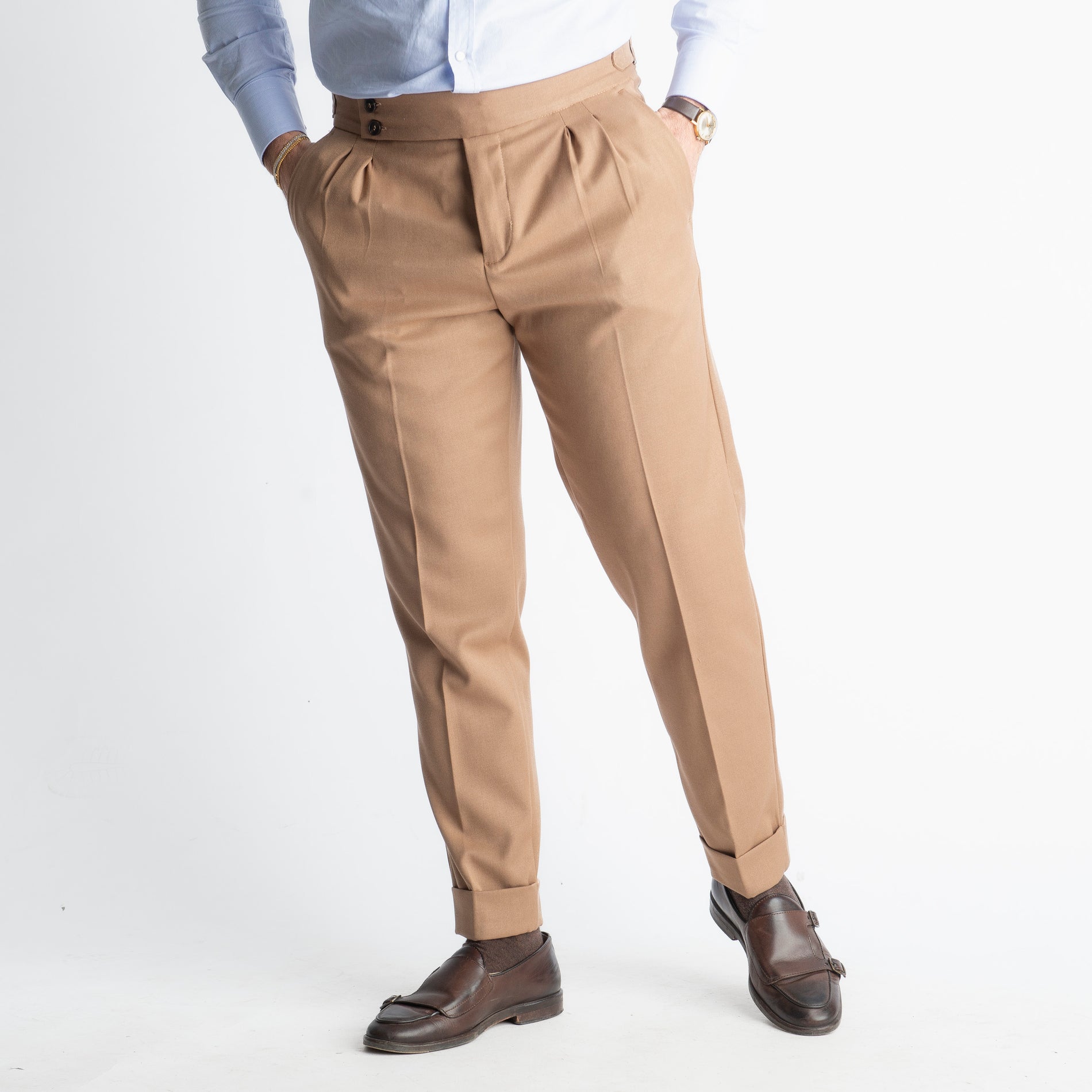 Pantalone Pisa Con Fibbia Beige