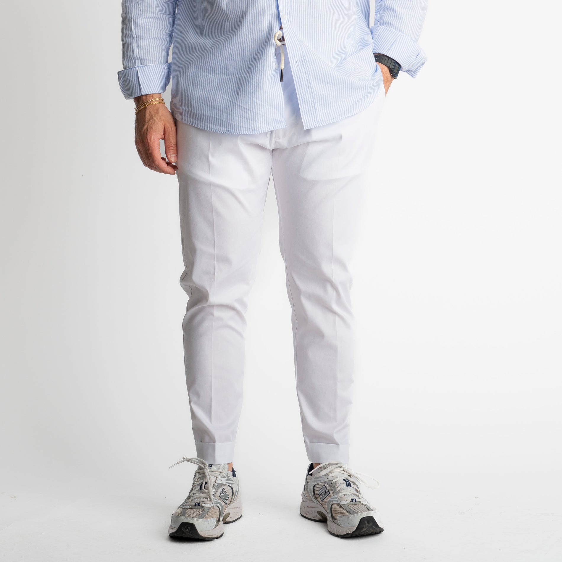 Pantalone Ischia Tessuto no Stiro Bianco