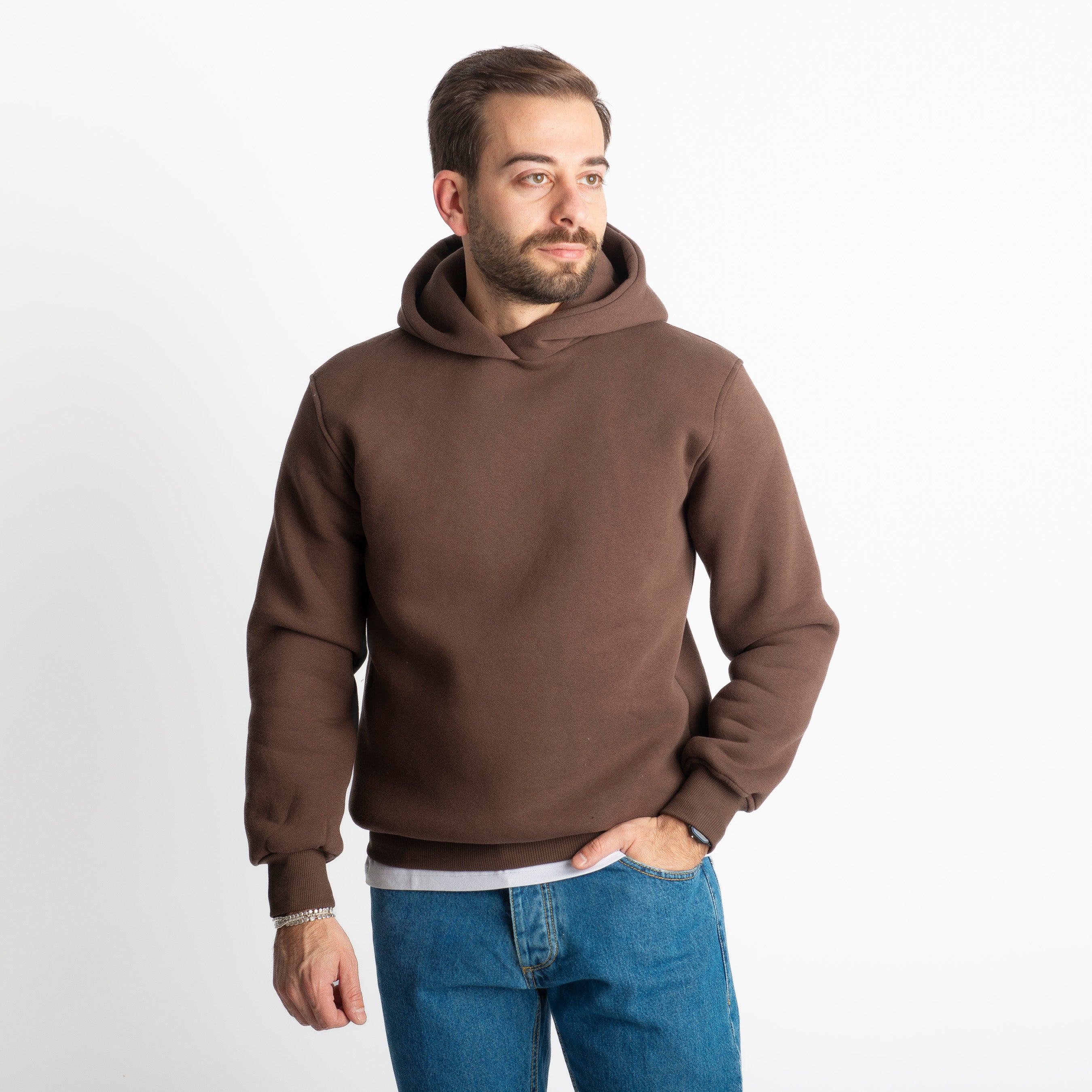 Felpa Uomo Con Cappuccio 0310 Marrone