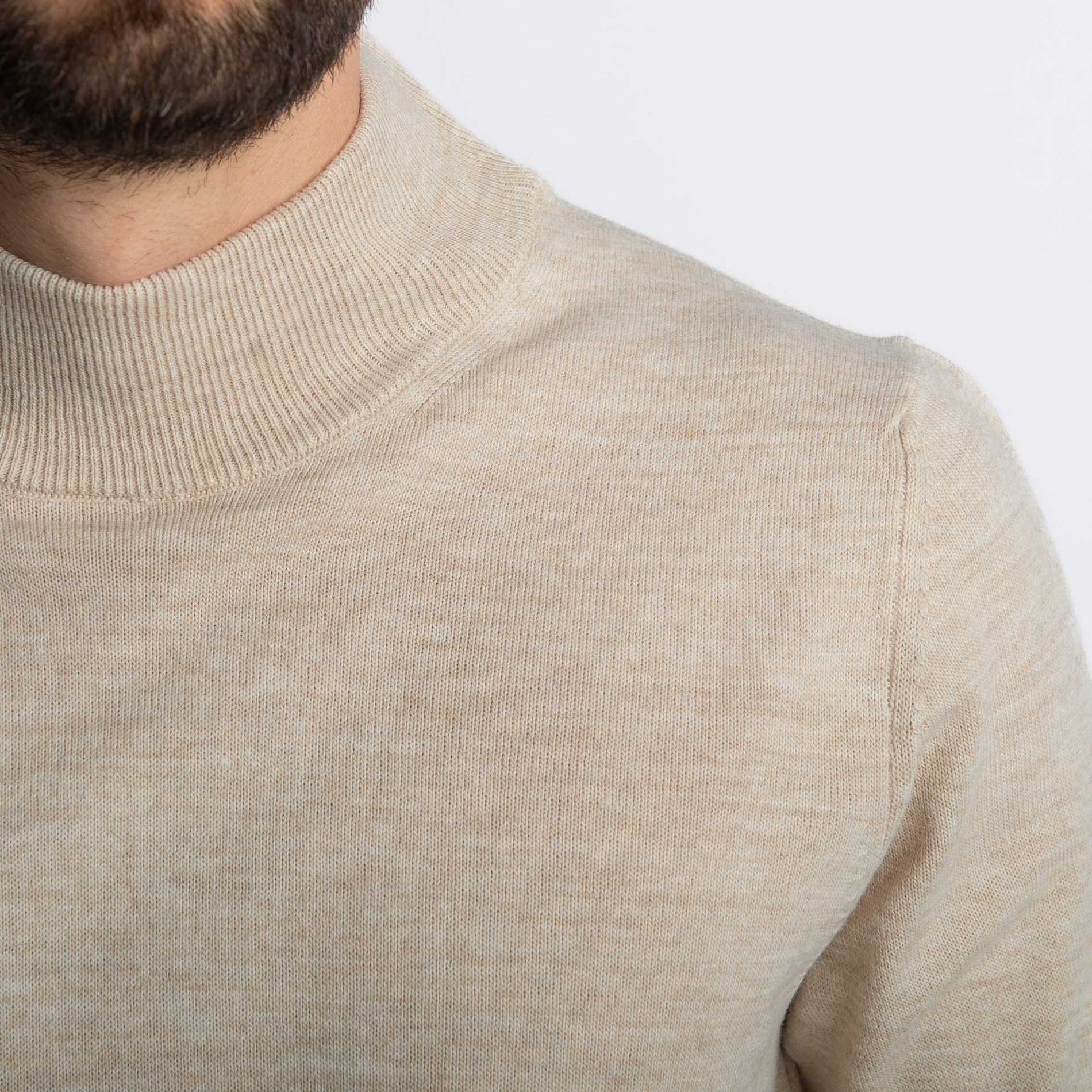 Lupetto Mezzo Collo Lana Merinos Beige