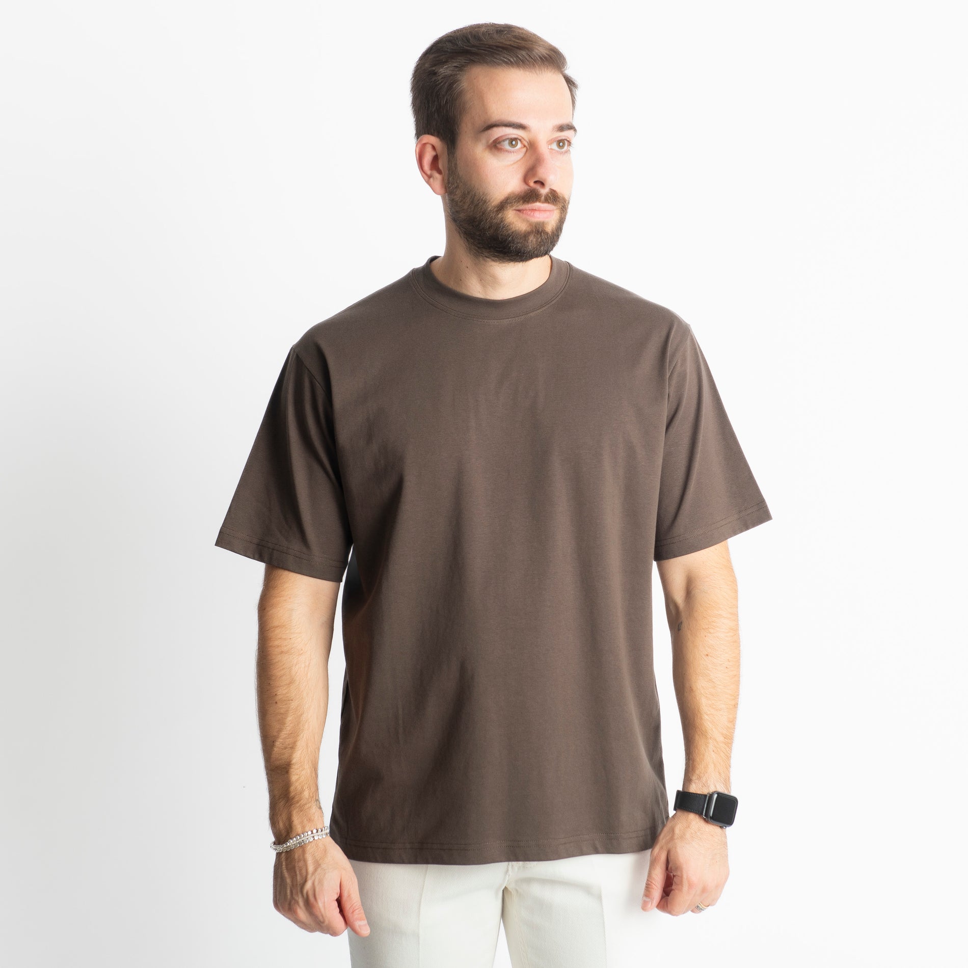 T-shirt Regular in Cotone Marrone