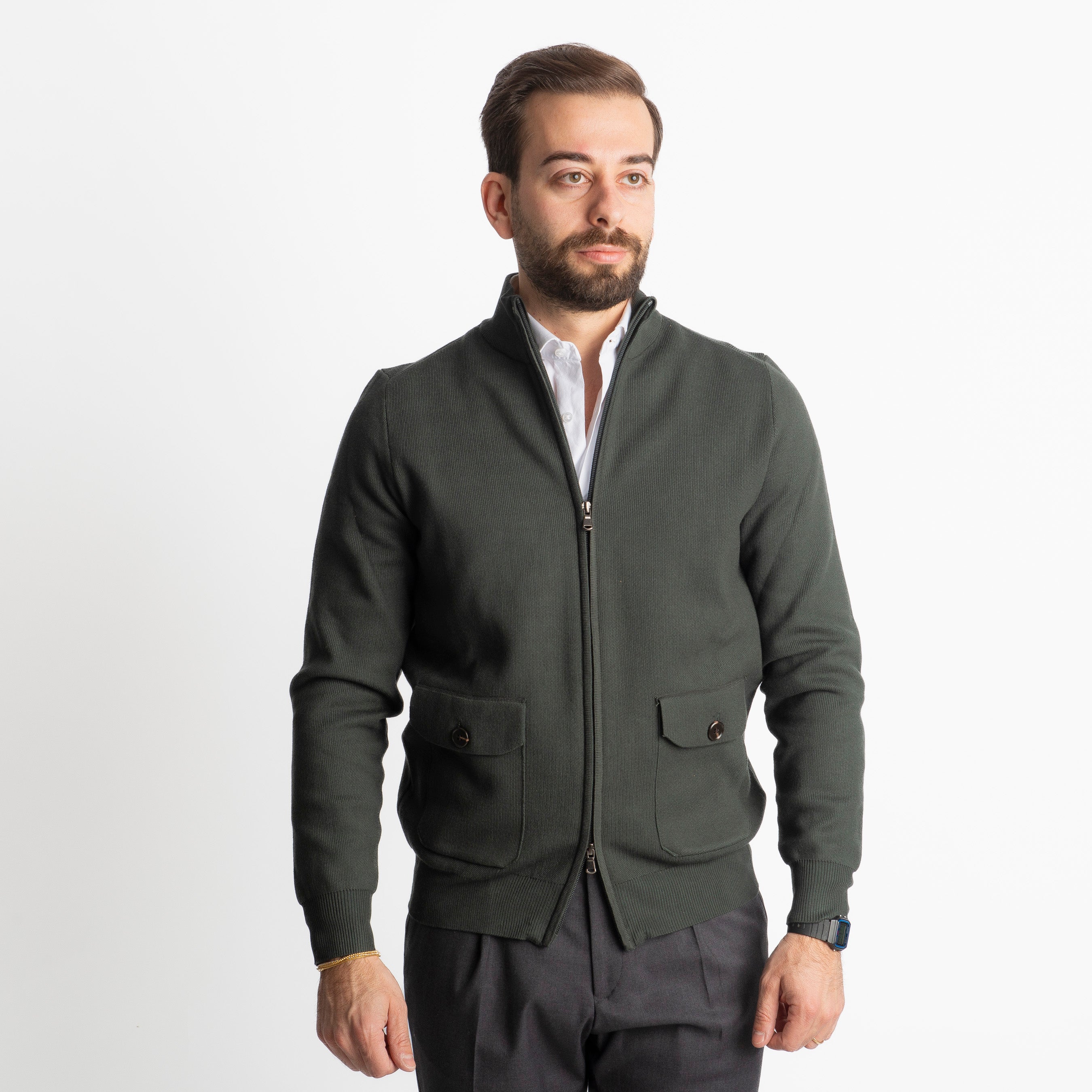 Cardigan Con Zip 251167 Verde