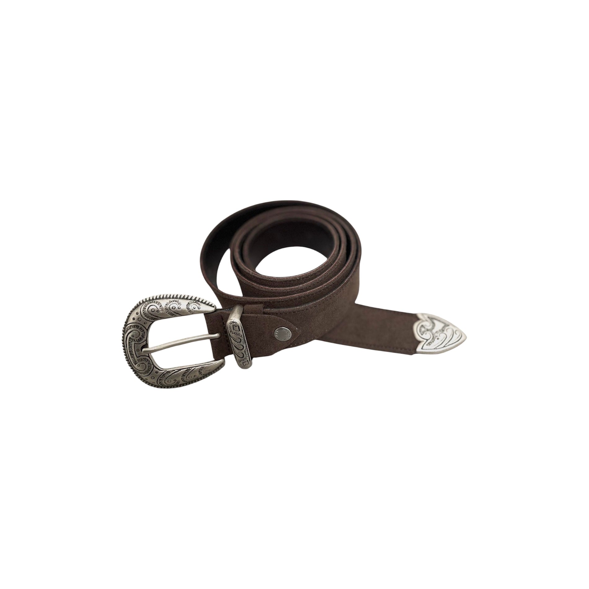 Cintura Western in Pelle Scamosciata Marrone