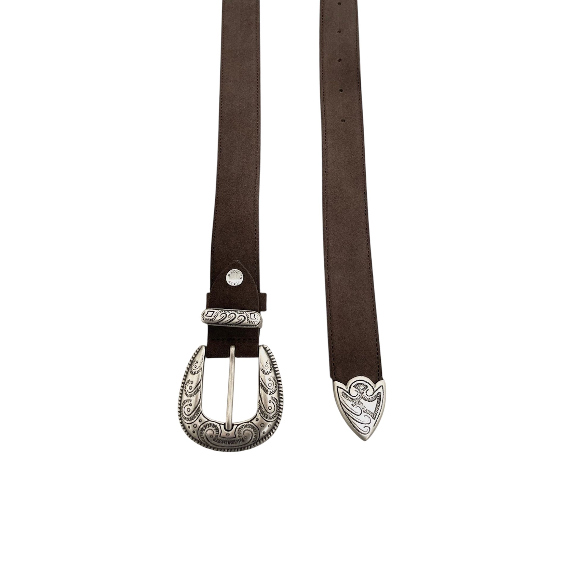 Cintura Western in Pelle Scamosciata Marrone