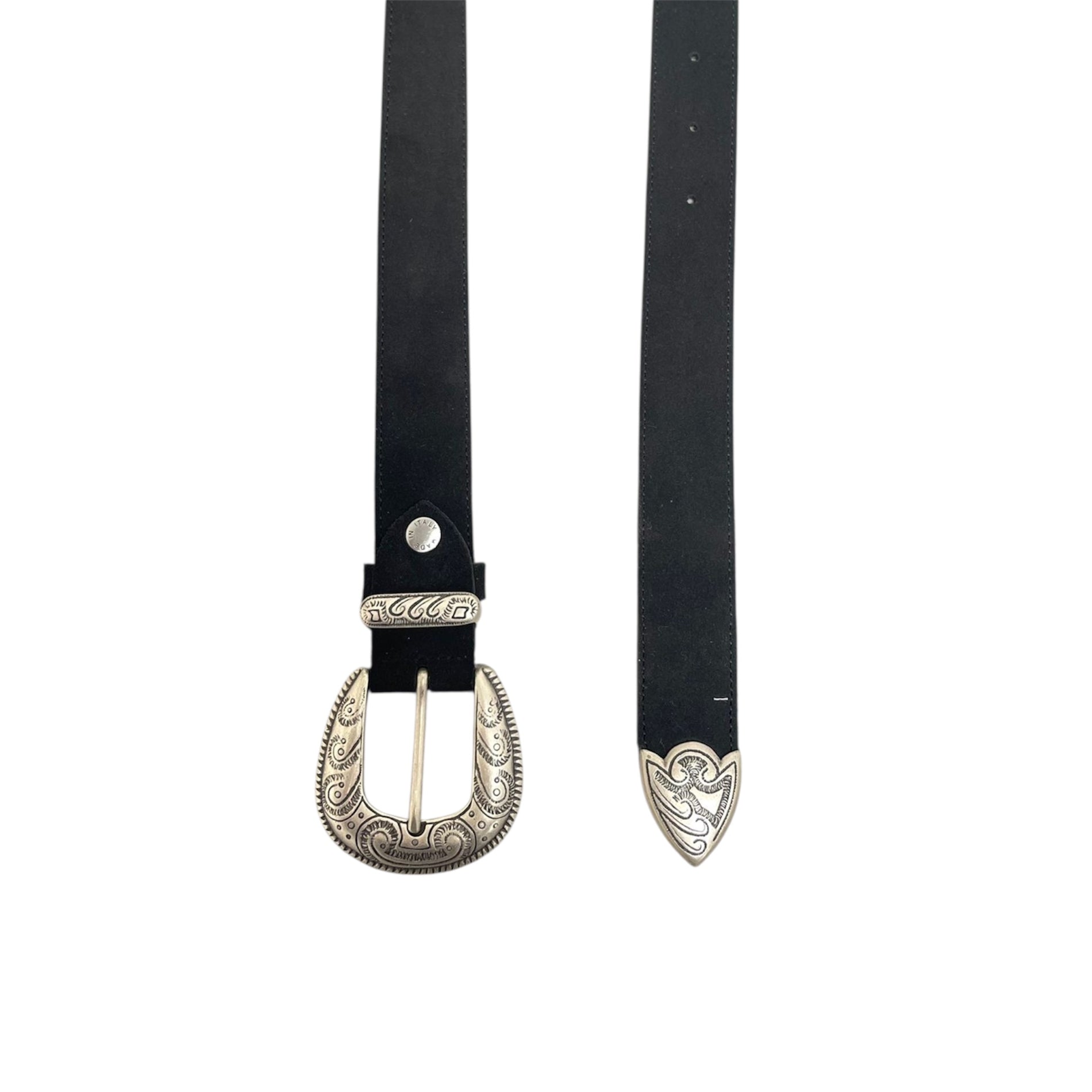 Cintura Western in Pelle Scamosciata Nera