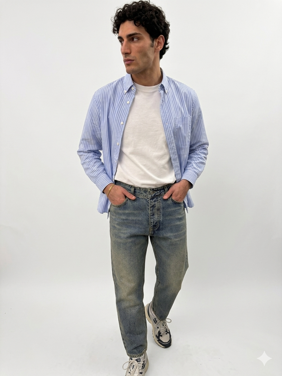 Jeans Carrot Fit Sabbiato - Cotone Mercerizzato