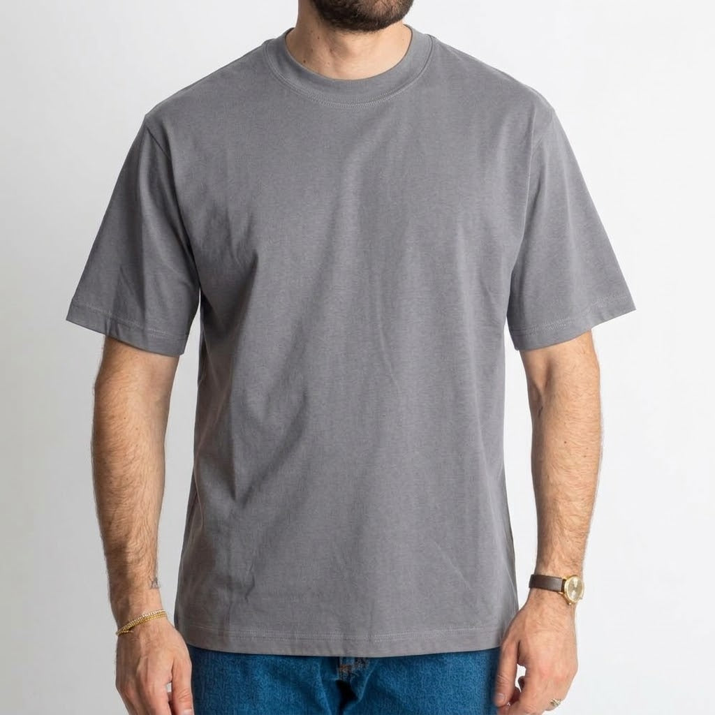 T-shirt Regular in Cotone Grigio Scuro
