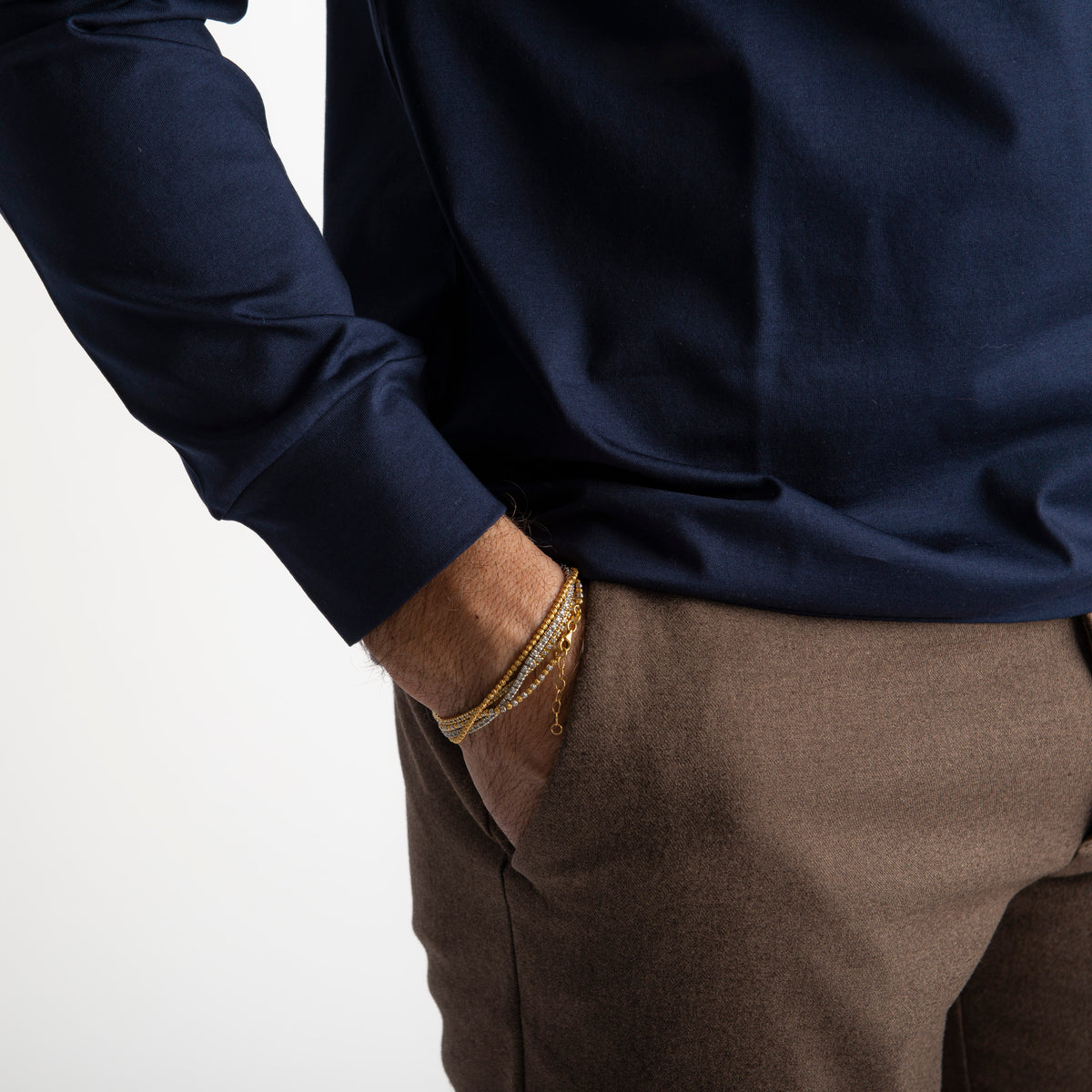 T-shirt in Filo di Scozia Manica Lunga Blu
