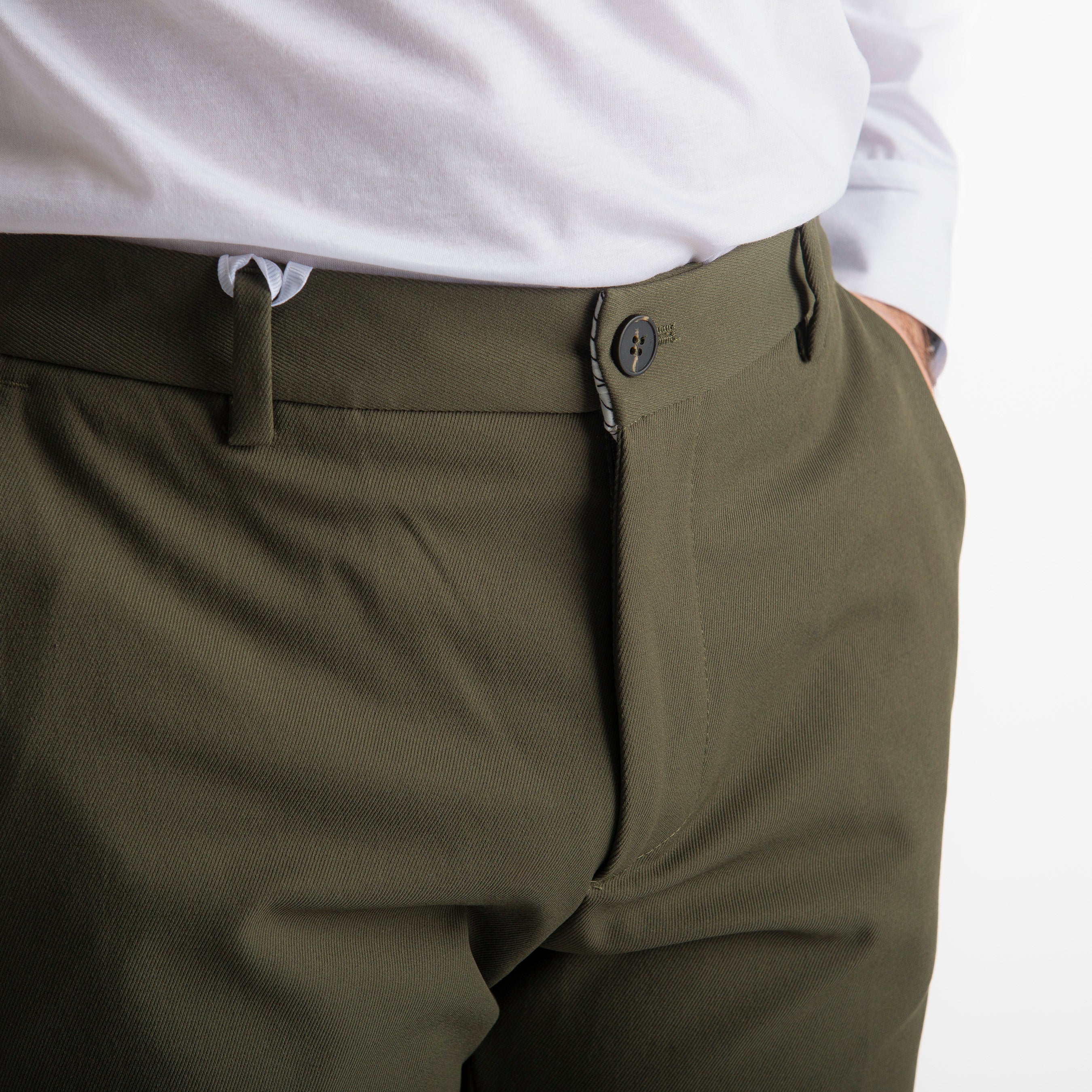 Pantalone Napoli in Gabardina Verde Militare