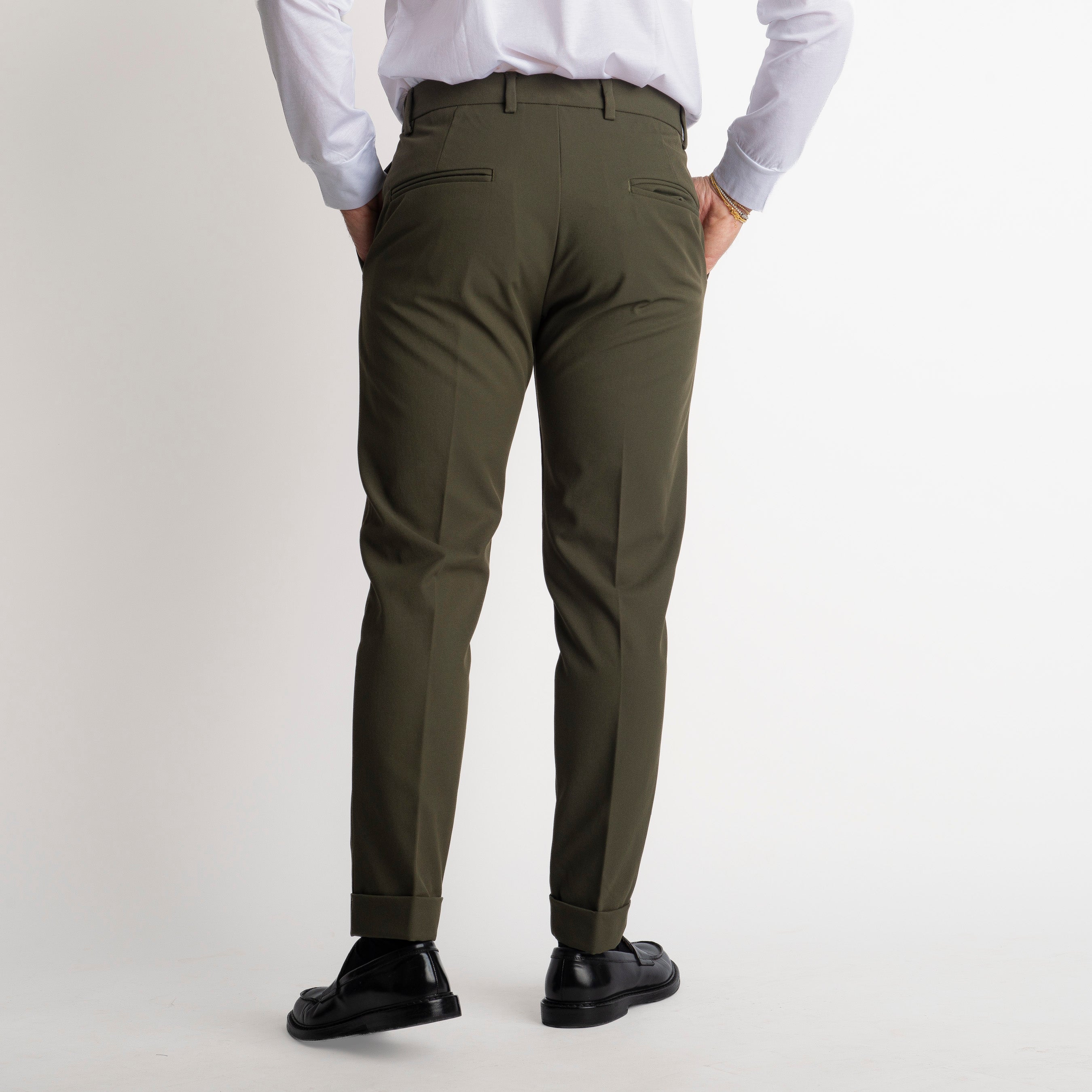 Pantalone Napoli in Gabardina Verde Militare