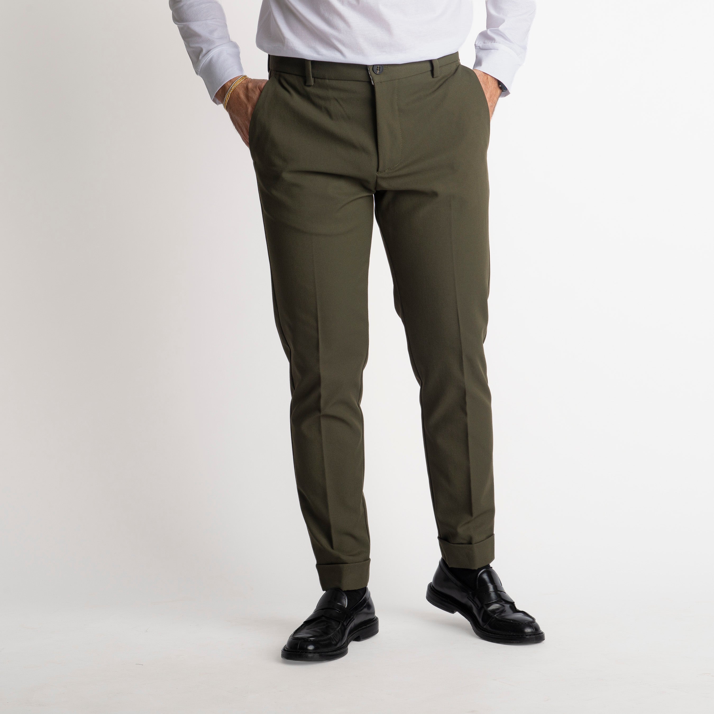 Pantalone Napoli in Gabardina Verde Militare