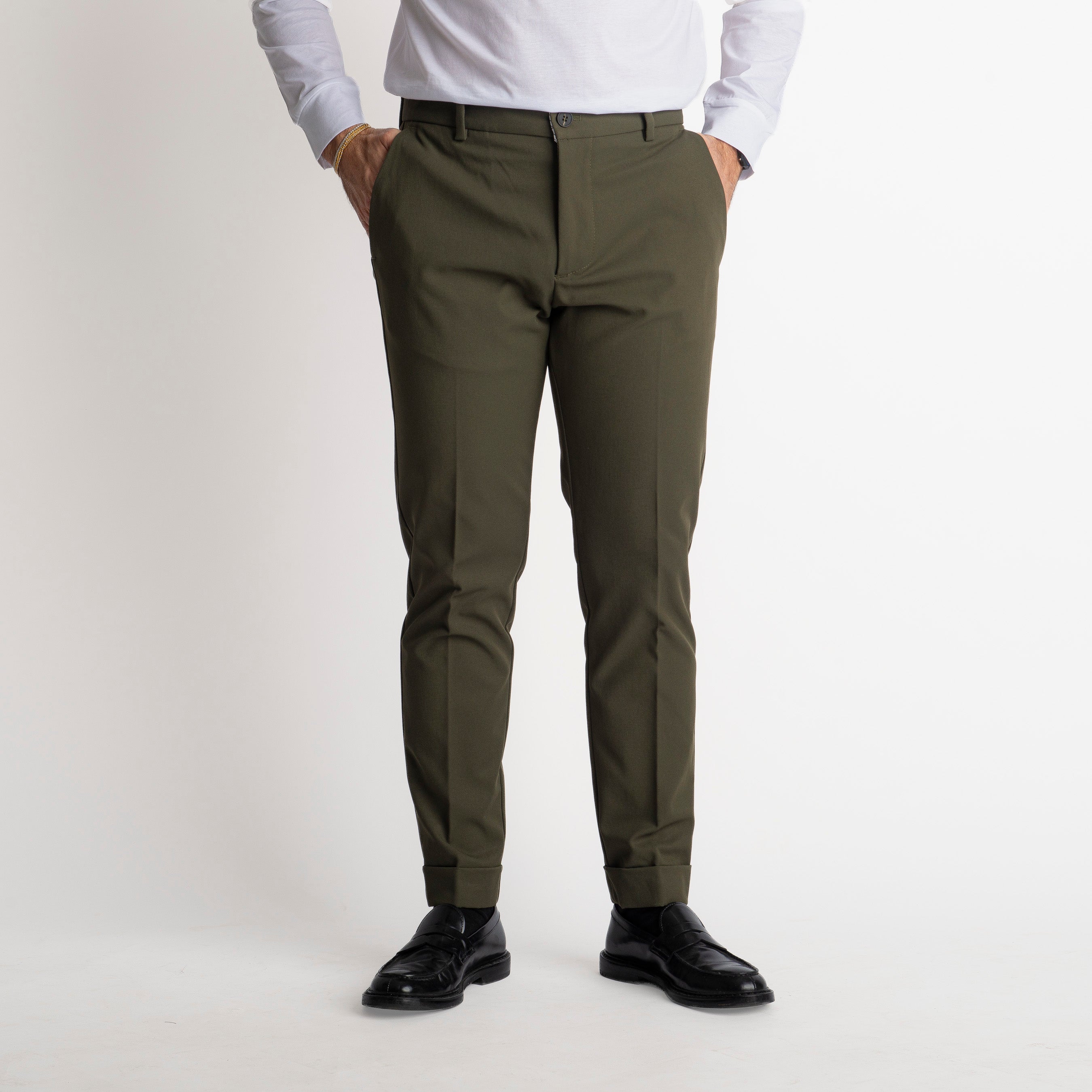 Pantalone Napoli in Gabardina Verde Militare