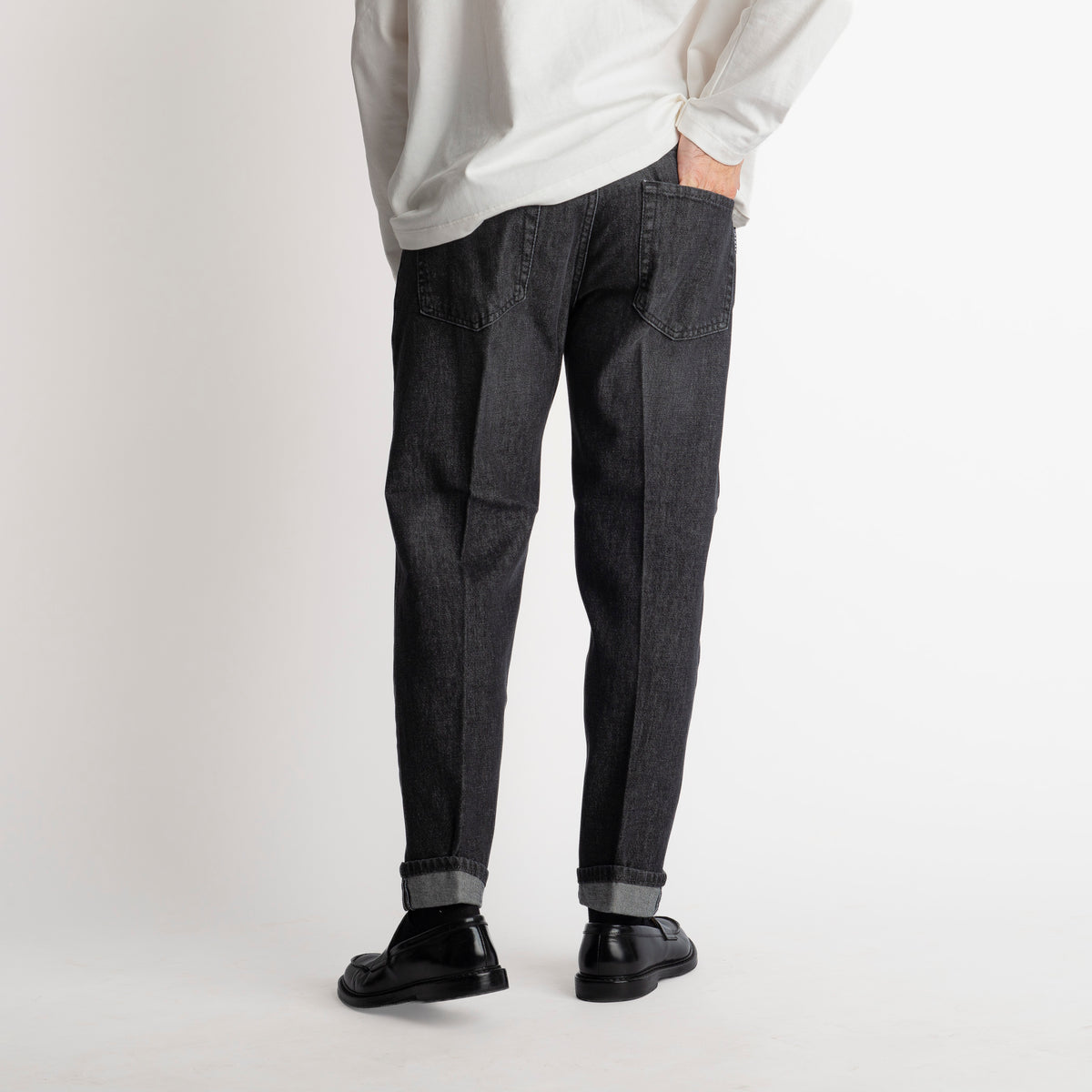 Jeans Straight Fit S190 Nero - Cotone Mercerizzato