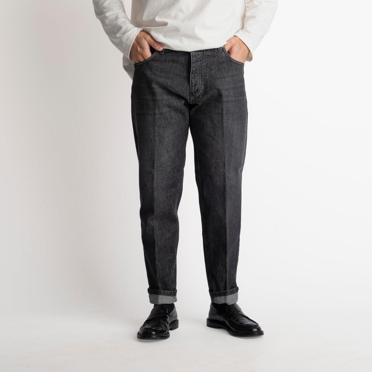 Jeans Straight Fit S190 Nero - Cotone Mercerizzato