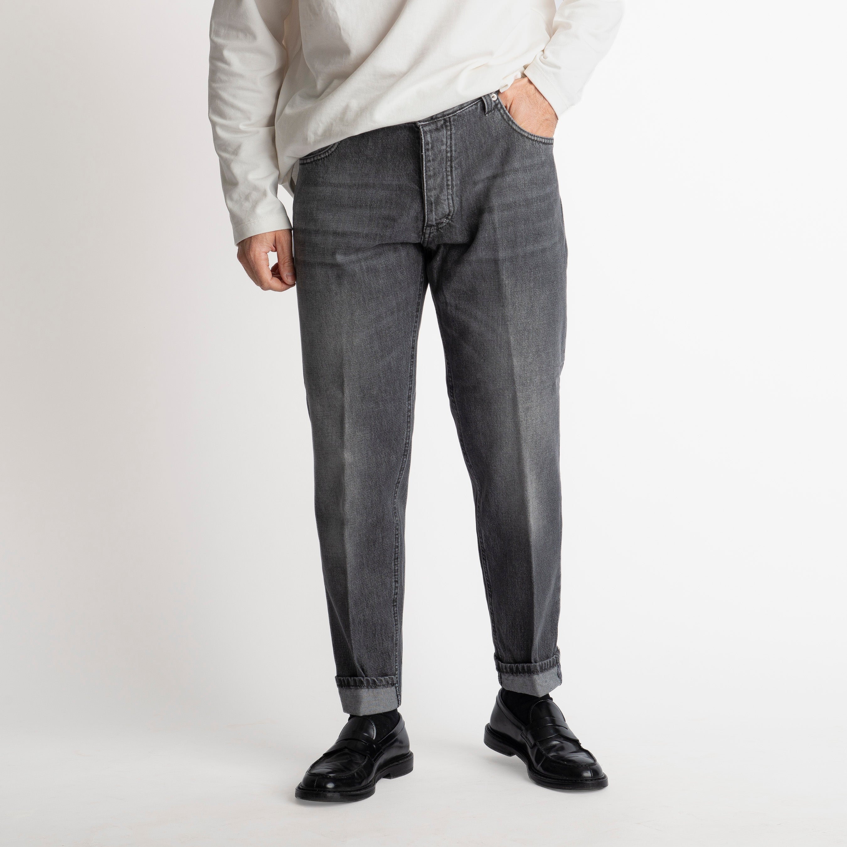Jeans Straight Fit S122 Grigio - Cotone Mercerizzato