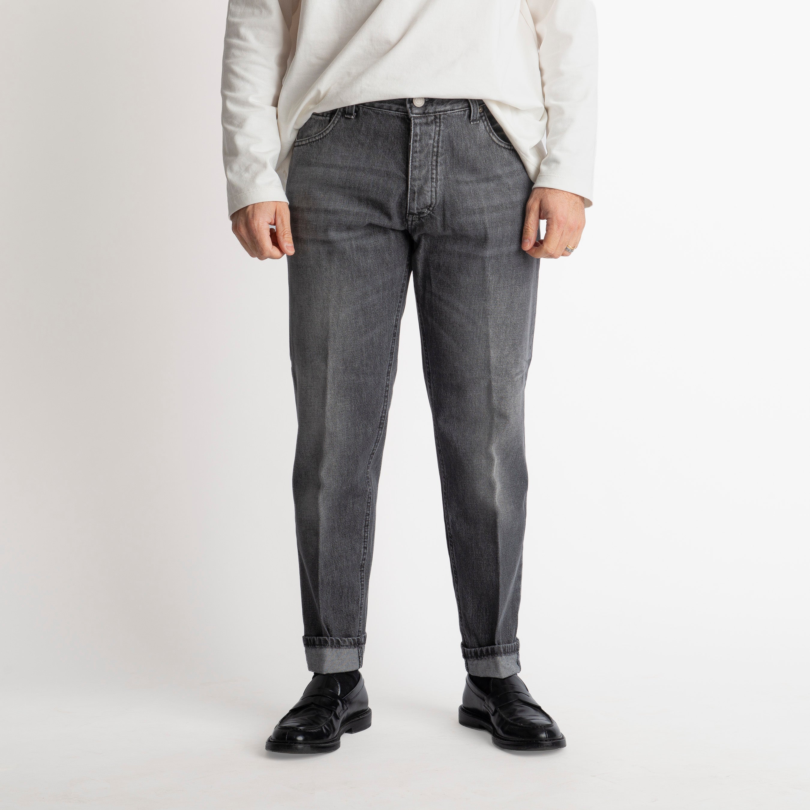 Jeans Straight Fit S122 Grigio - Cotone Mercerizzato