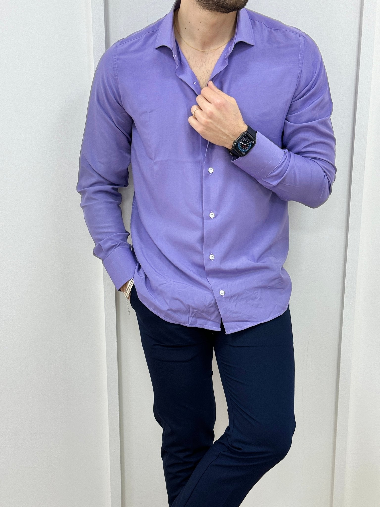 Camicia In Viscosa Slim Fit Viola - SEASON LAB