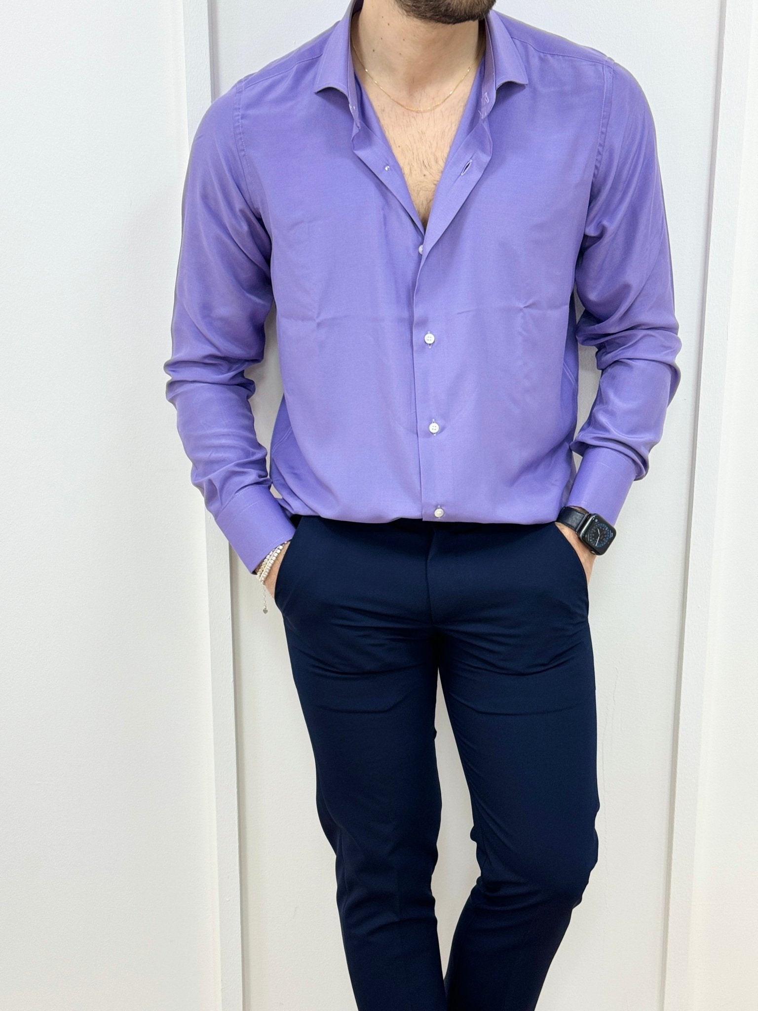 Camicia In Viscosa Slim Fit Viola - SEASON LAB