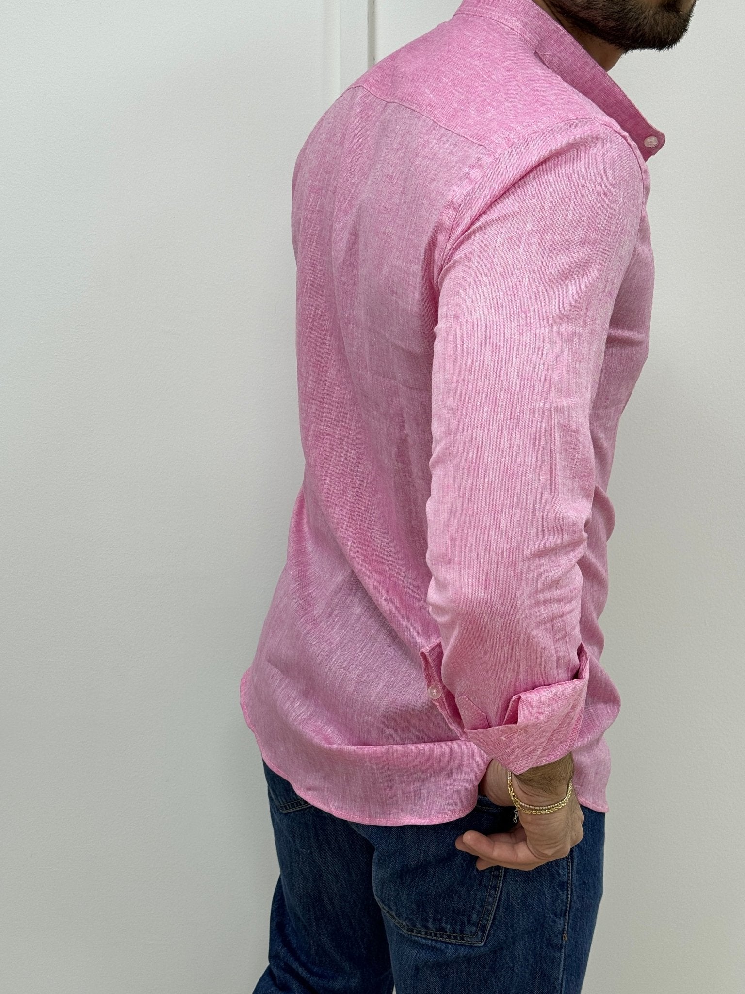 Camicia Lino Collo Coreano Rosa - SEASON LAB