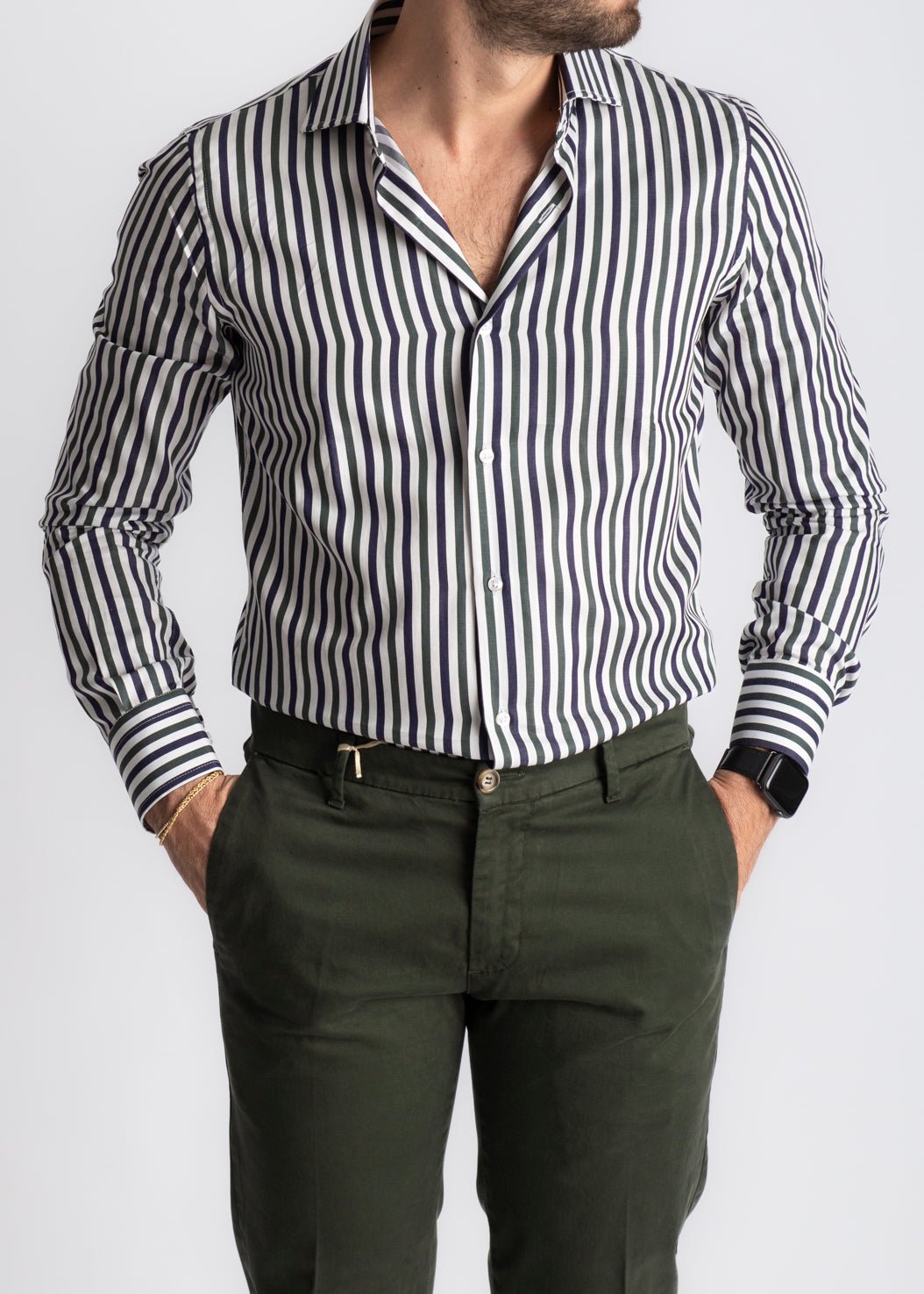 Camicia Rigata Blu / Verde 531 - SEASON LAB