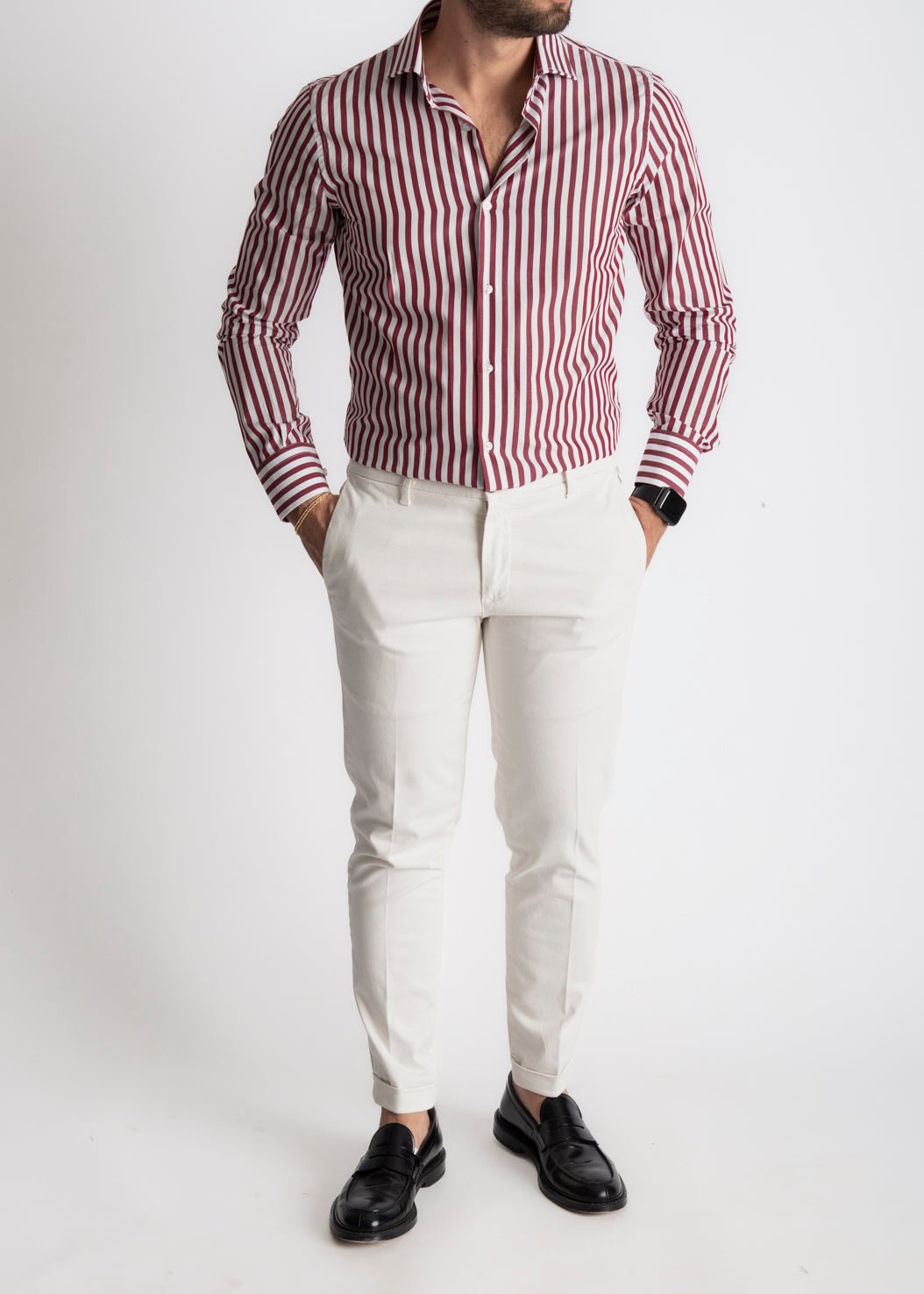 Camicia Rigata Bordeaux 531 - SEASON LAB