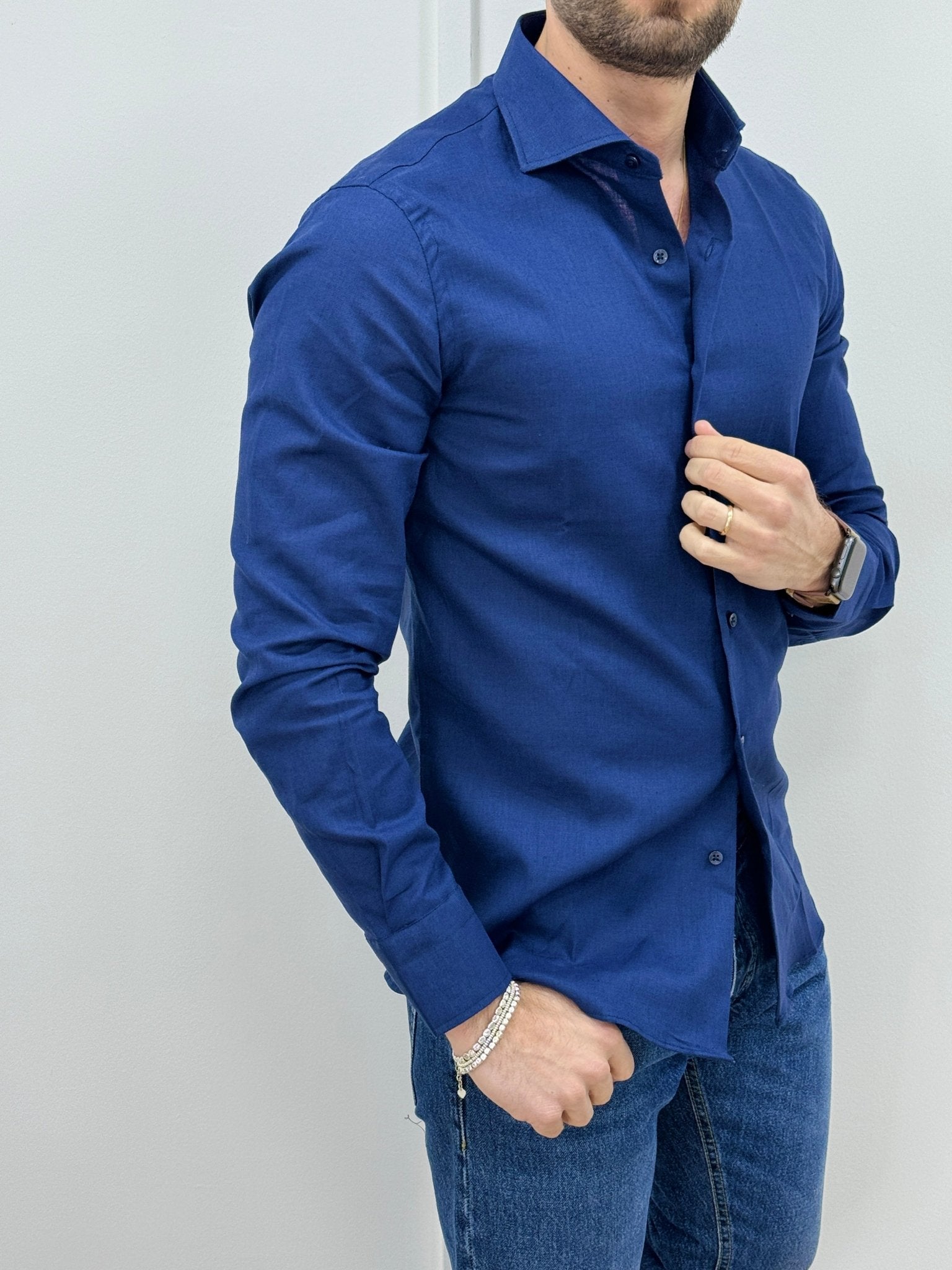 Camicia Uomo Lino Blu - SEASON LAB