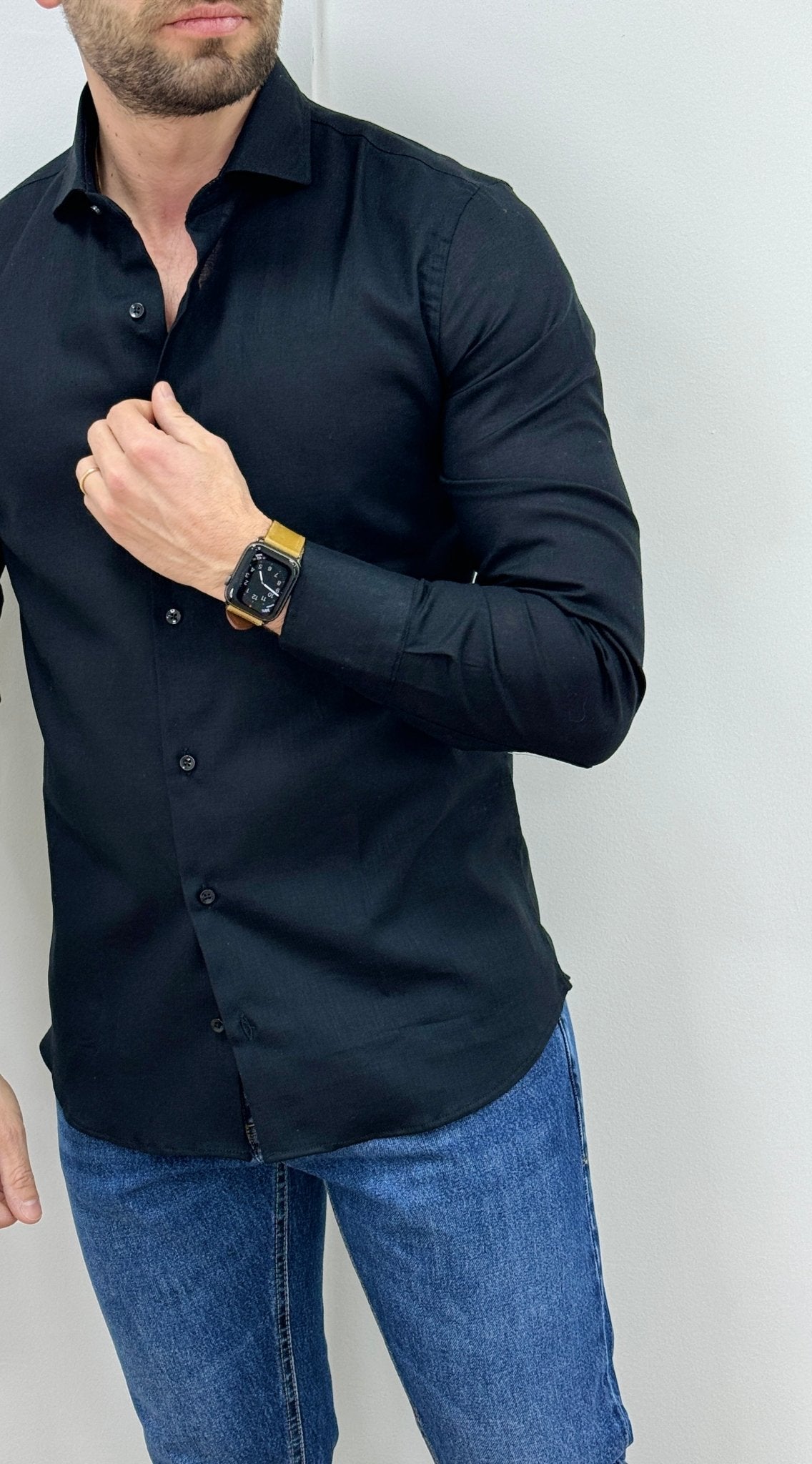 Camicia Uomo Lino Nera – SEASON LAB