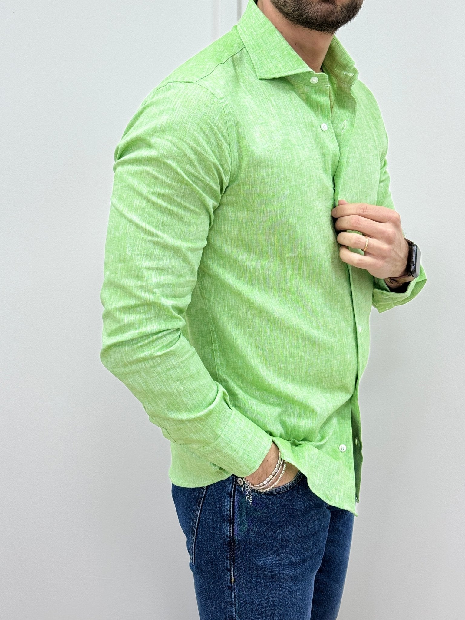 Camicia Uomo Lino Verde Lime - SEASON LAB