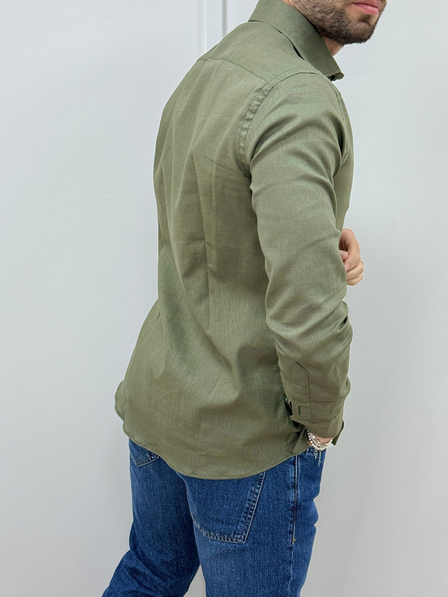 Camicia Uomo Lino Verde Militare - SEASON LAB