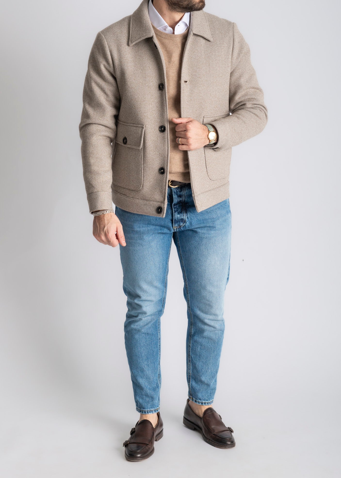 Cappotto Corto Vienna Struttura Spigata Beige - SEASON LAB