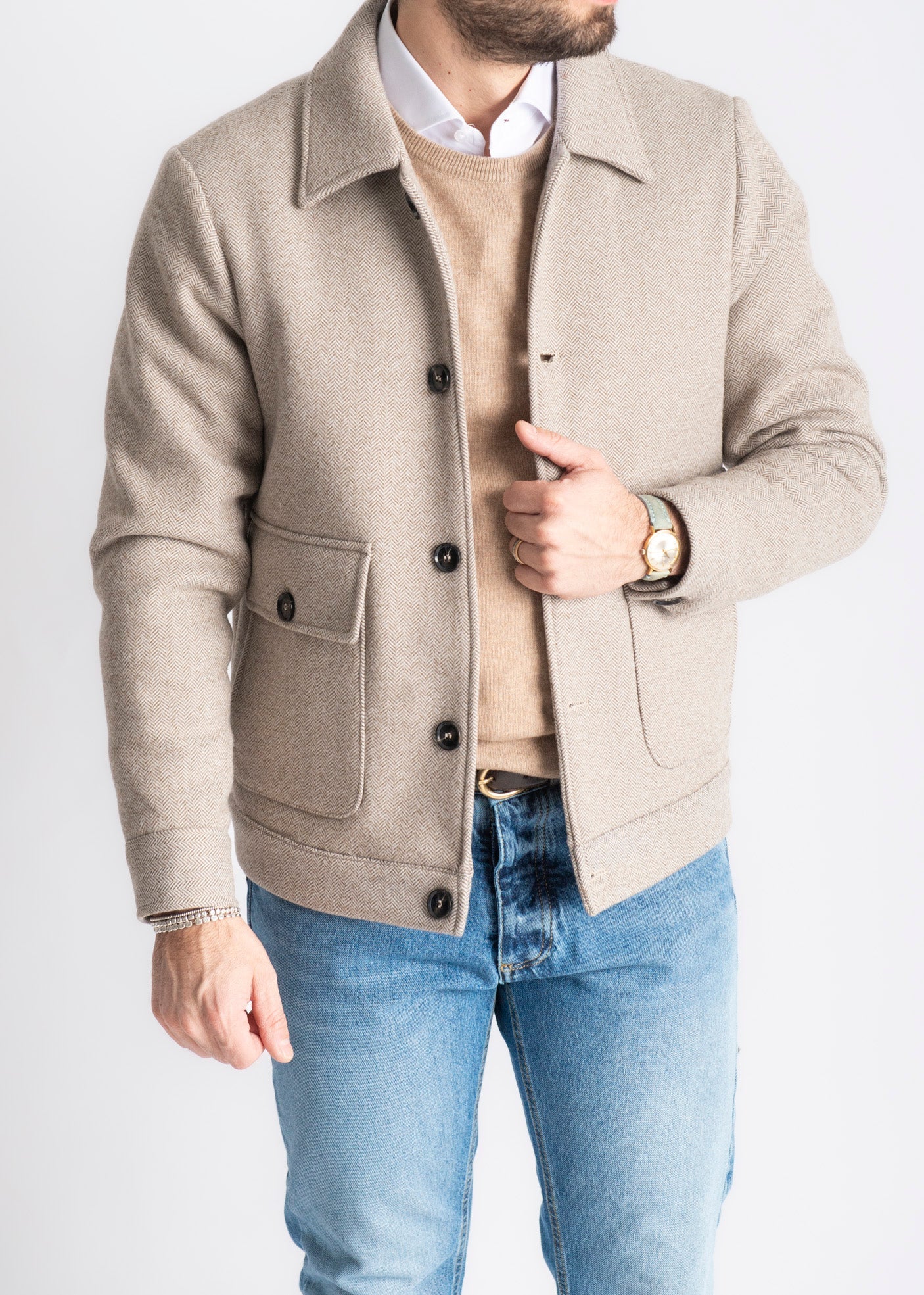 Cappotto Corto Vienna Struttura Spigata Beige - SEASON LAB