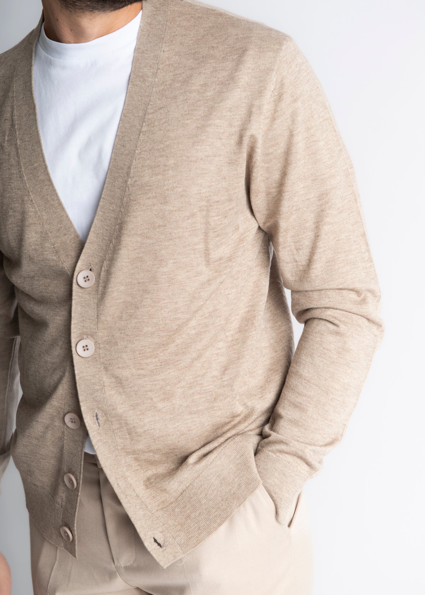 Cardigan Wool Rasato Beige - SEASON LAB