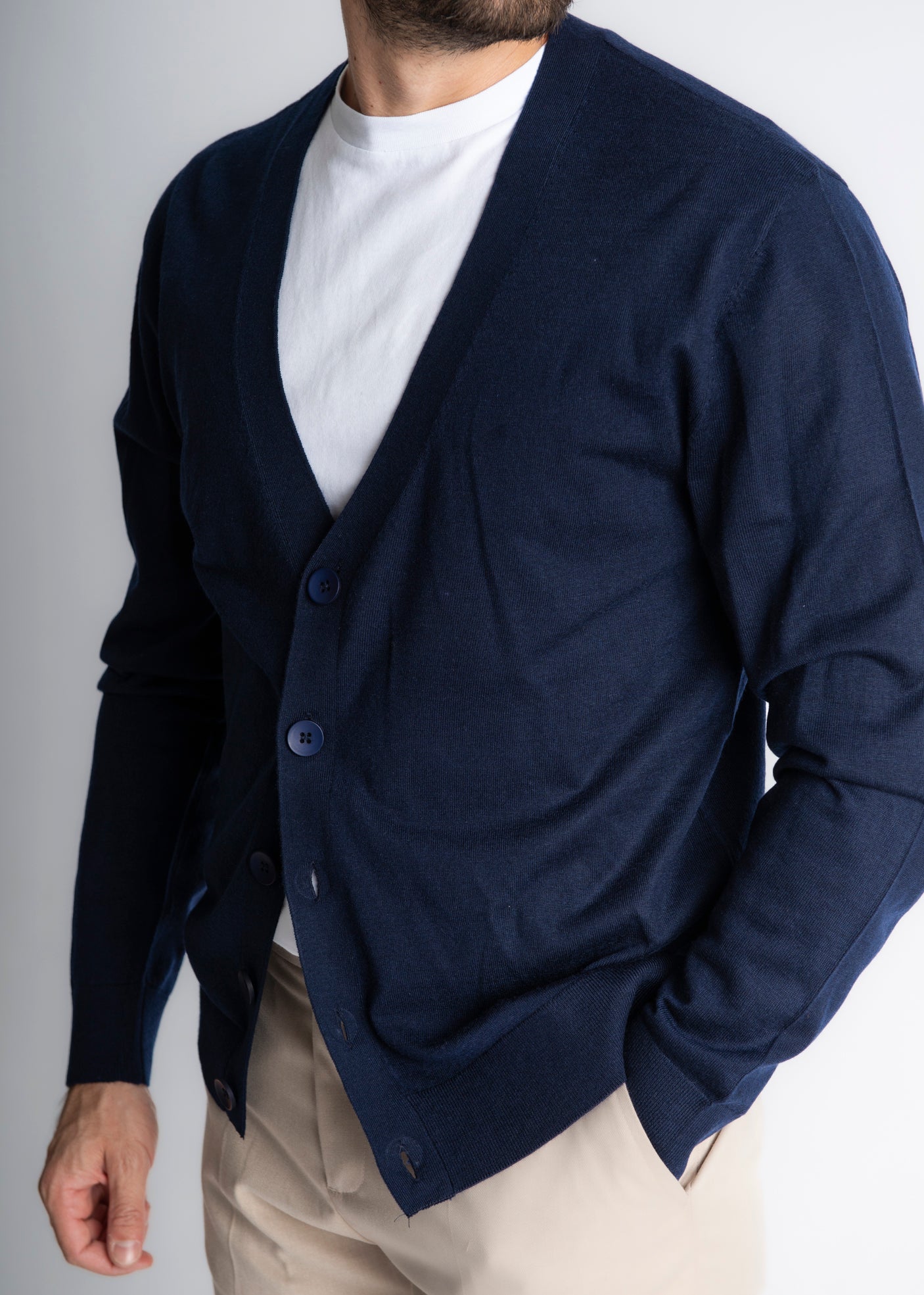 Cardigan Wool Rasato Blu - SEASON LAB