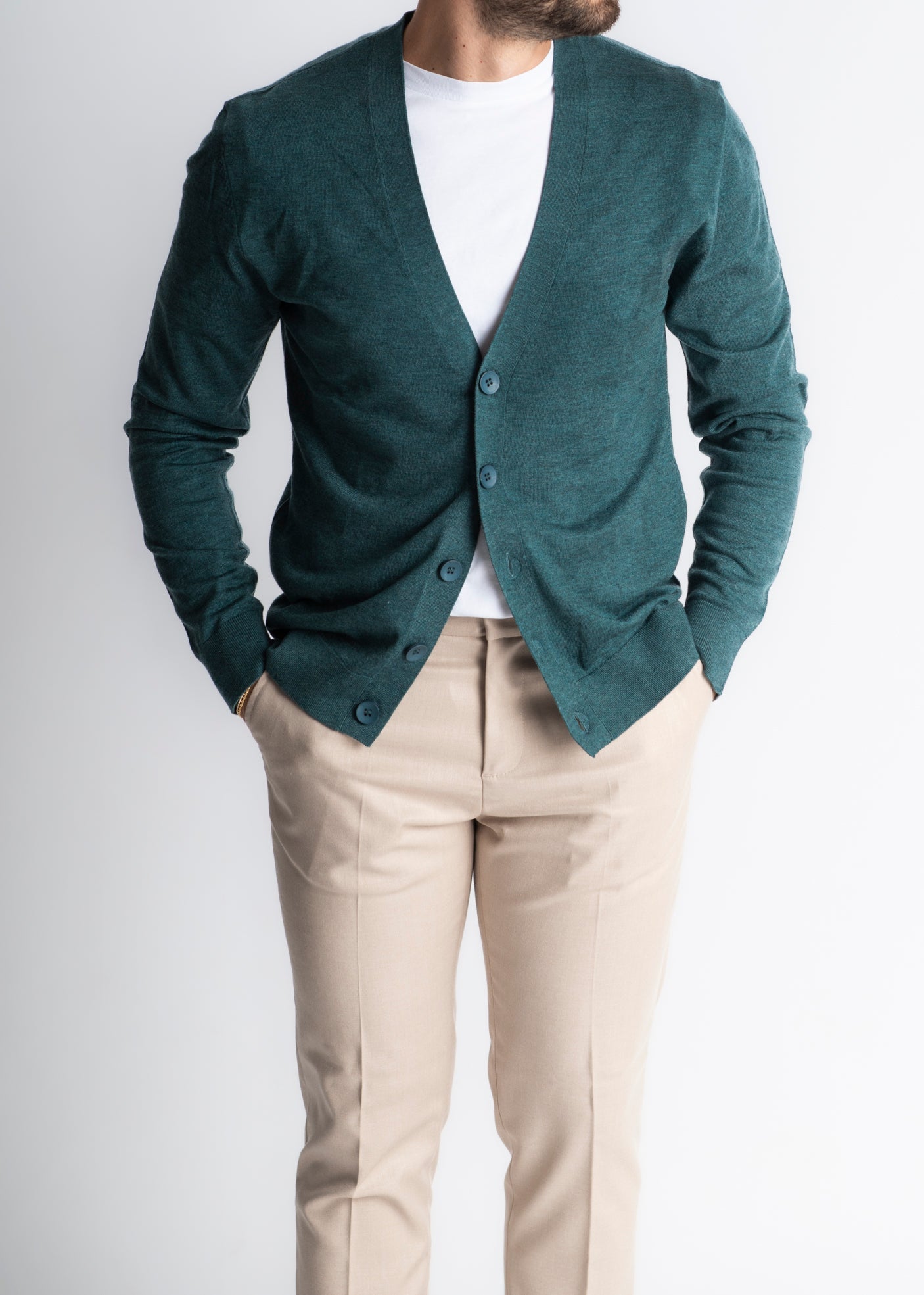 Cardigan Wool Rasato Verde - SEASON LAB