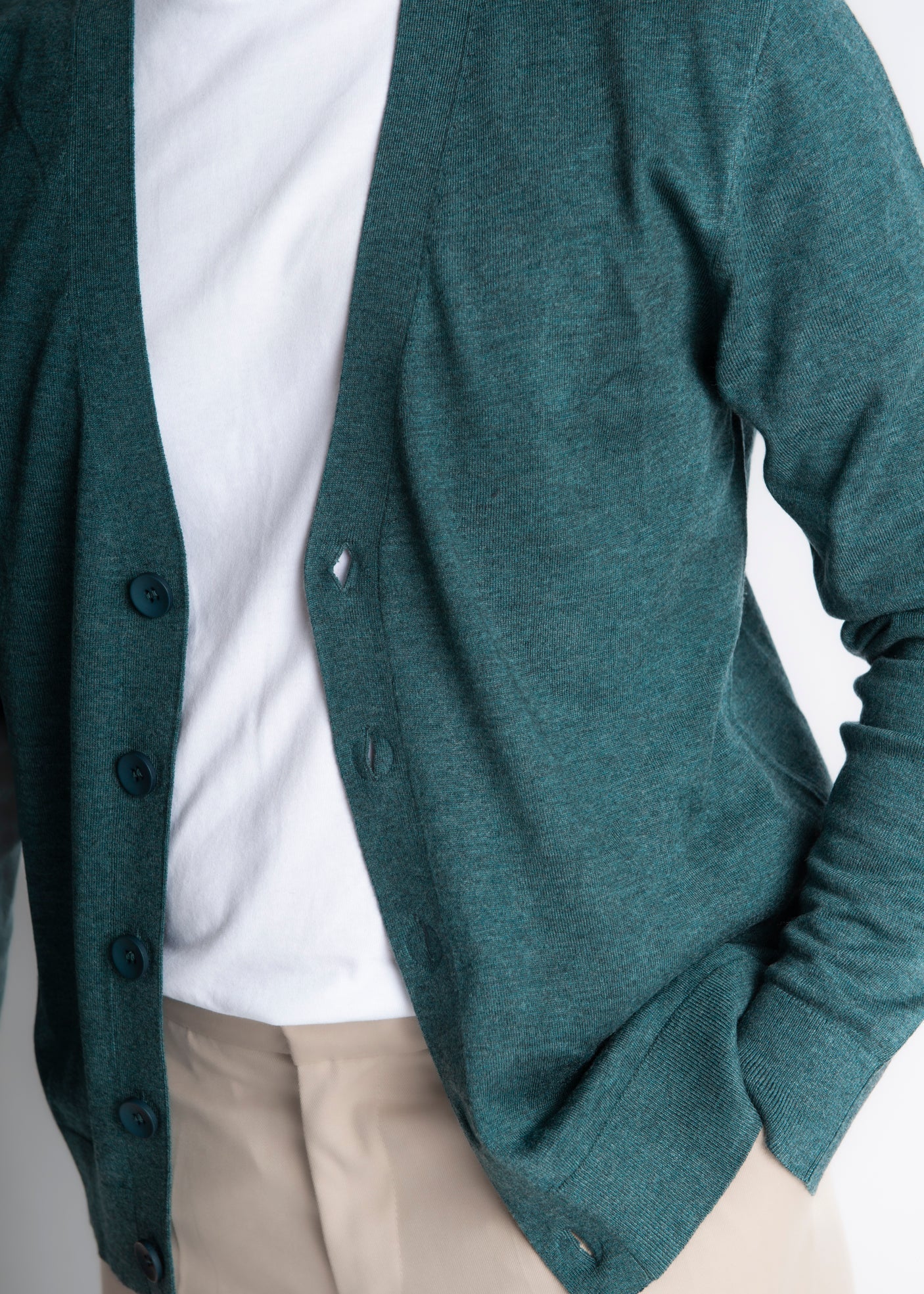 Cardigan Wool Rasato Verde - SEASON LAB