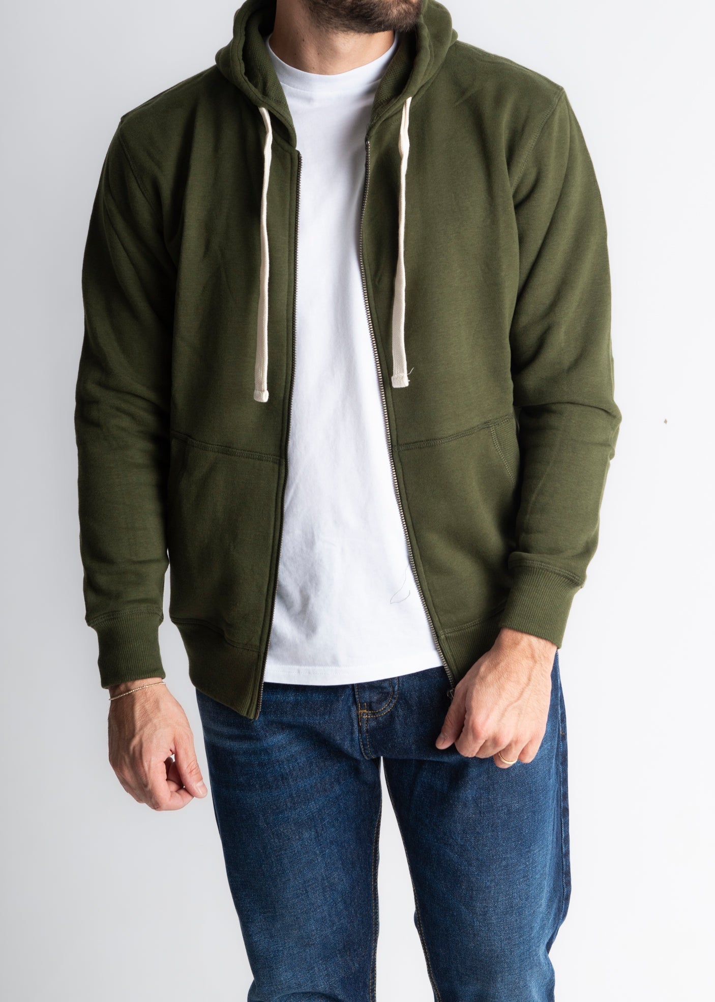 Felpa Con Zip Verde Militare - SEASON LAB