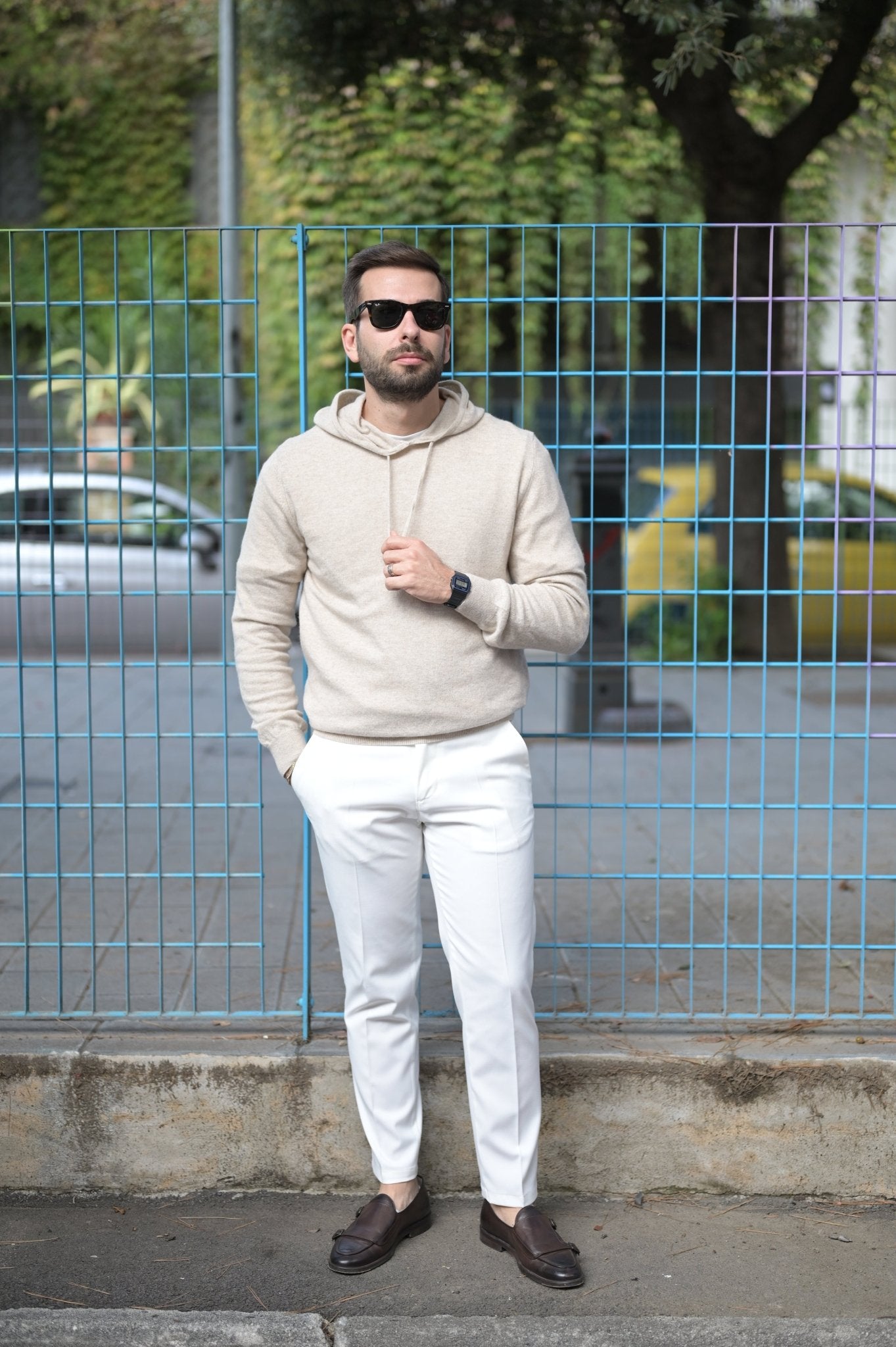 Felpa In Cashmere Con Cappuccio Beige - SEASON LAB