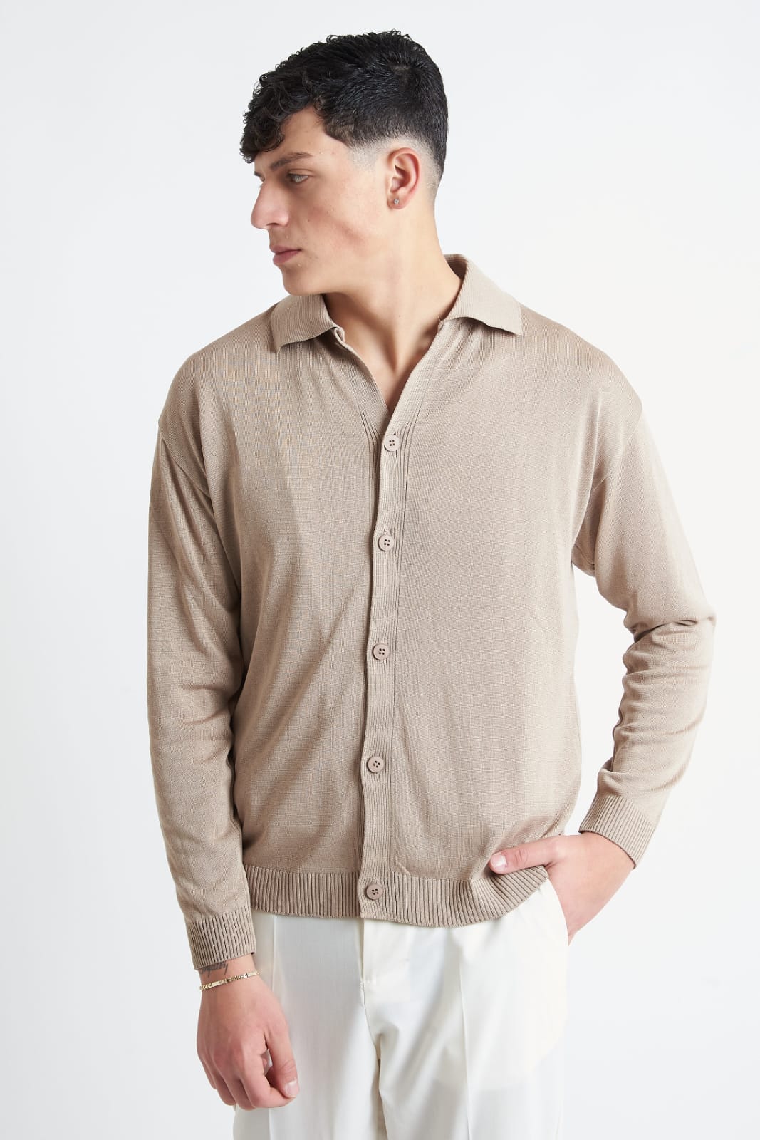 Giacca Polo In Filo Beige - SEASON LAB