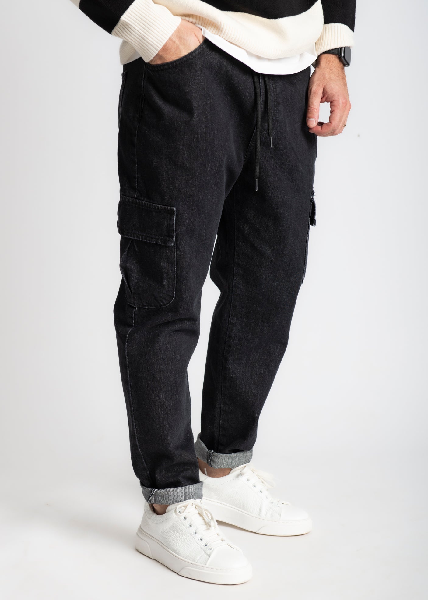 Jeans Cargo Con Coulisse In Vita V22 - SEASON LAB