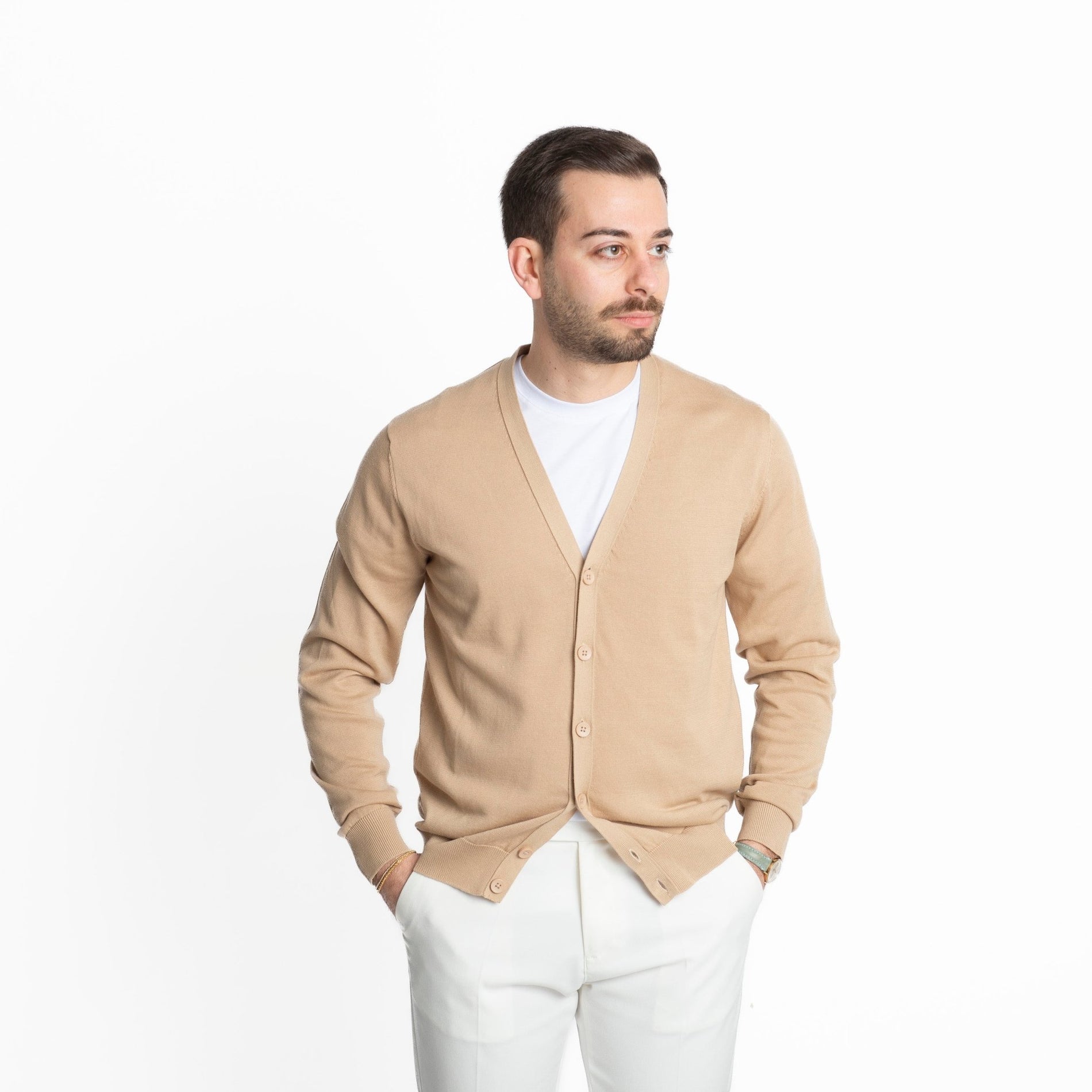 Maglia Cardigan Bottoni Beige - SEASON LAB