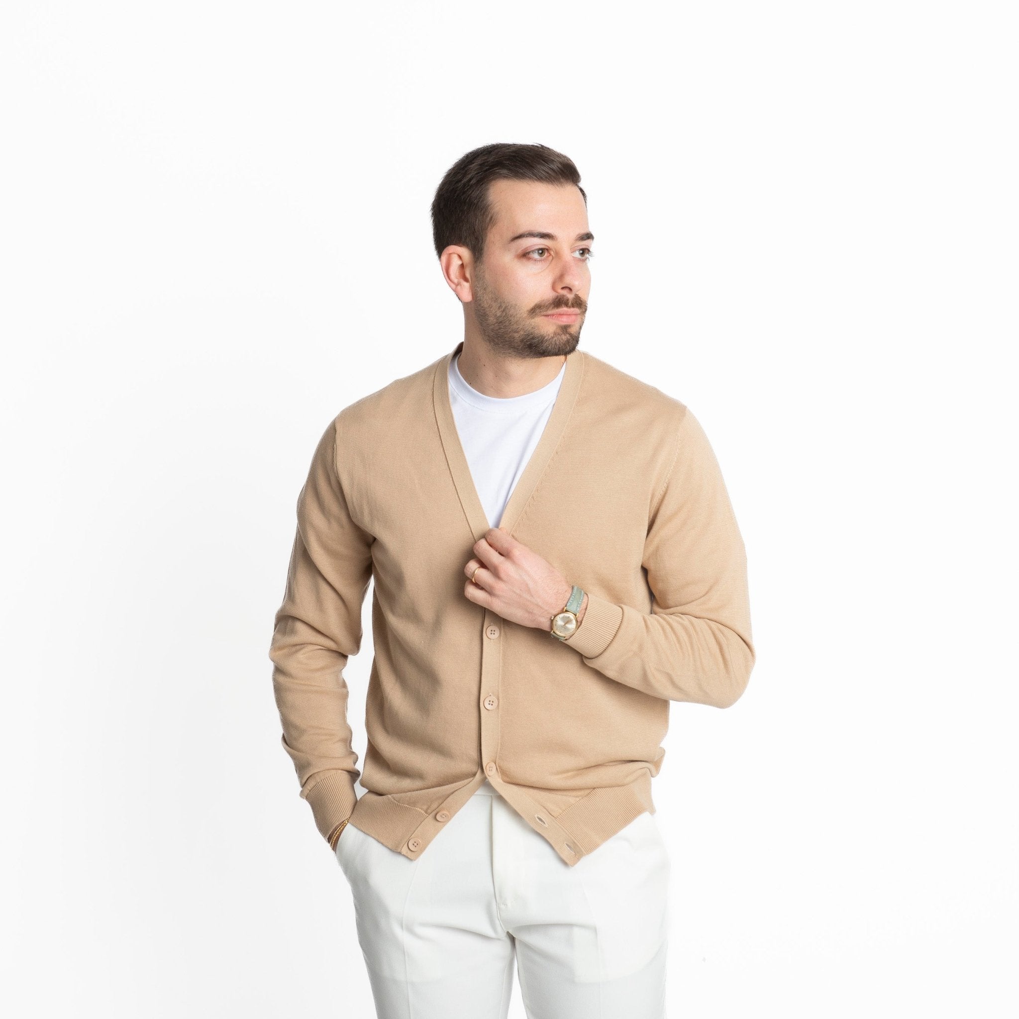 Maglia Cardigan Bottoni Beige - SEASON LAB