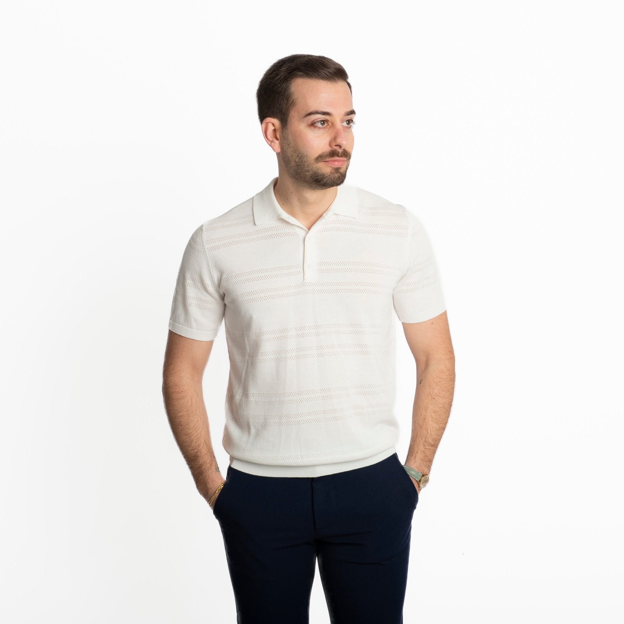 Maglia Polo Bottoni Extrafine Bianco - SEASON LAB