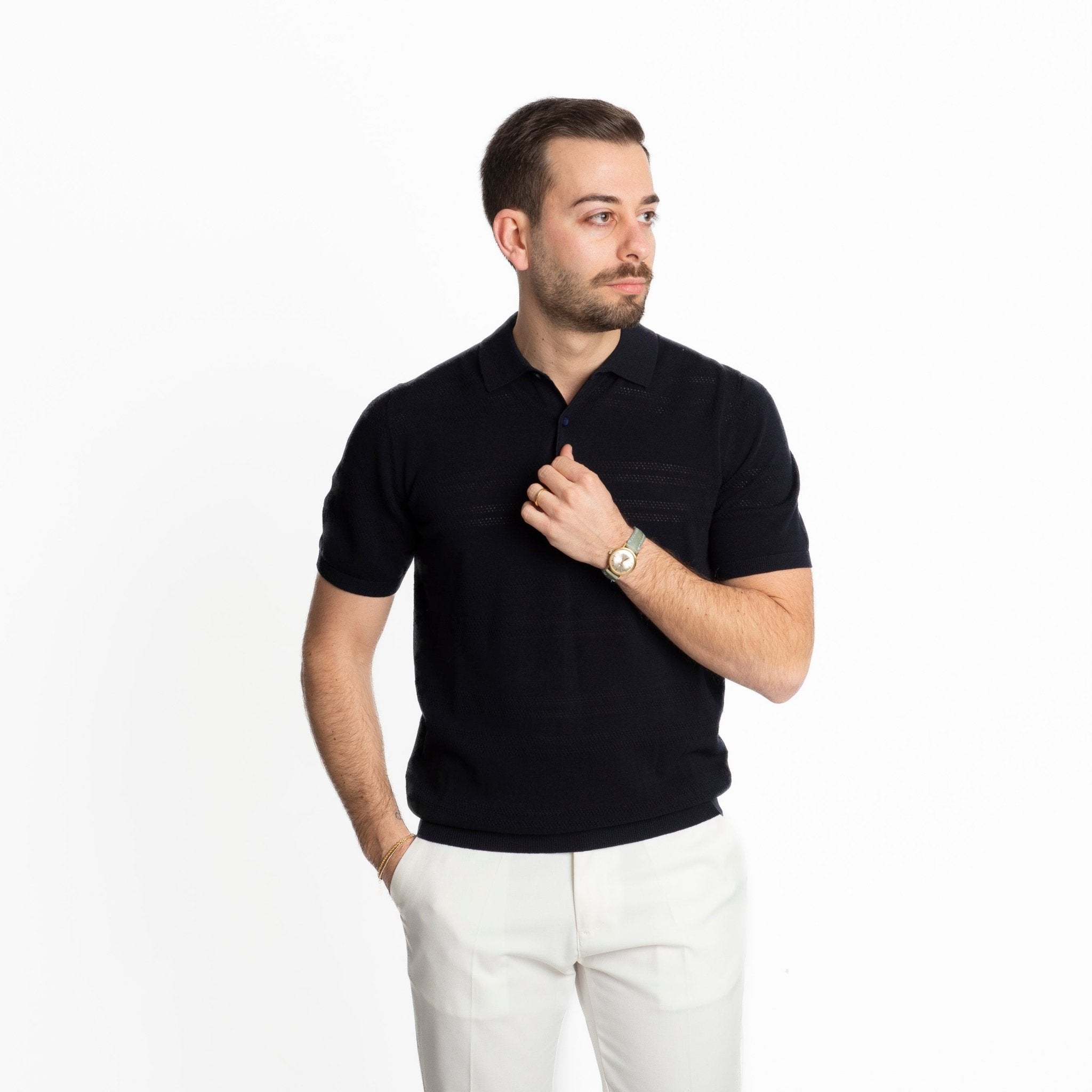 Maglia Polo Bottoni Extrafine Blu - SEASON LAB