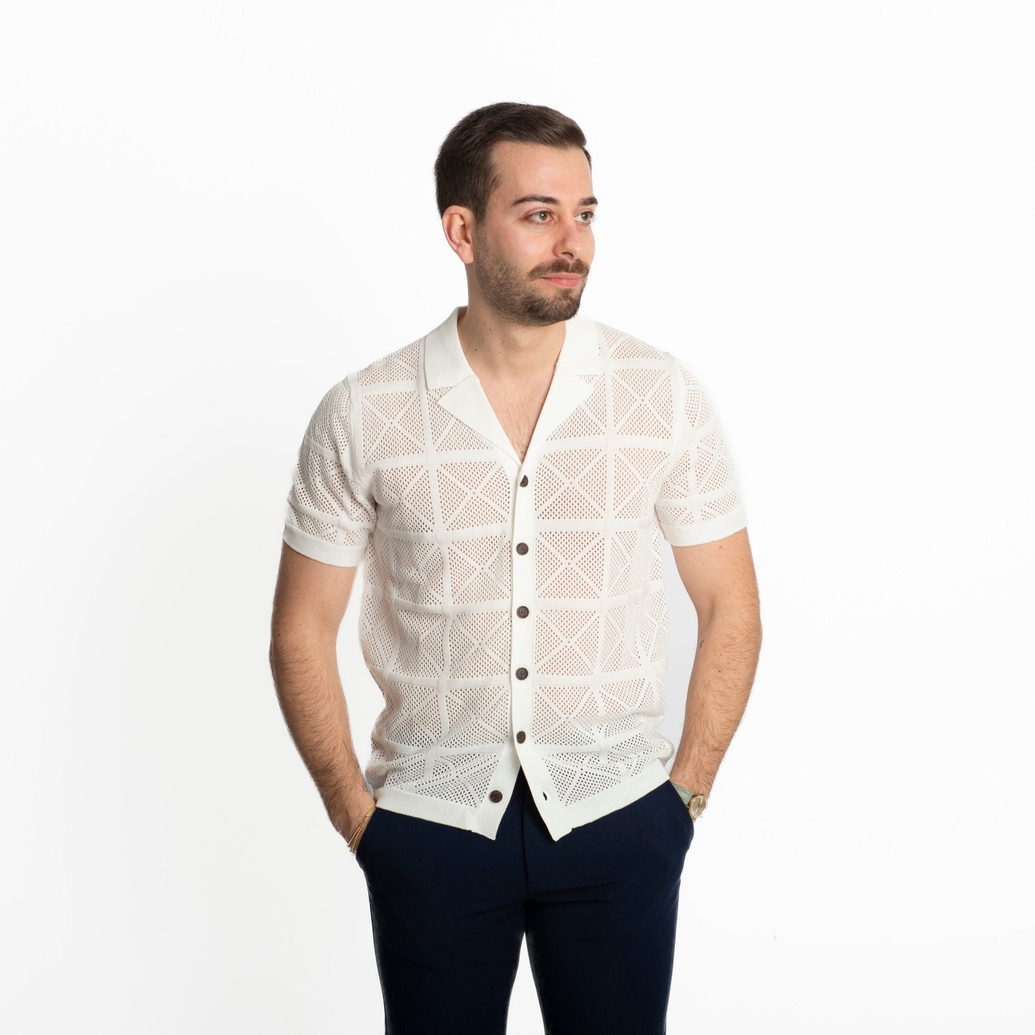 Maglia Polo Camicia Traforata Bianco - SEASON LAB